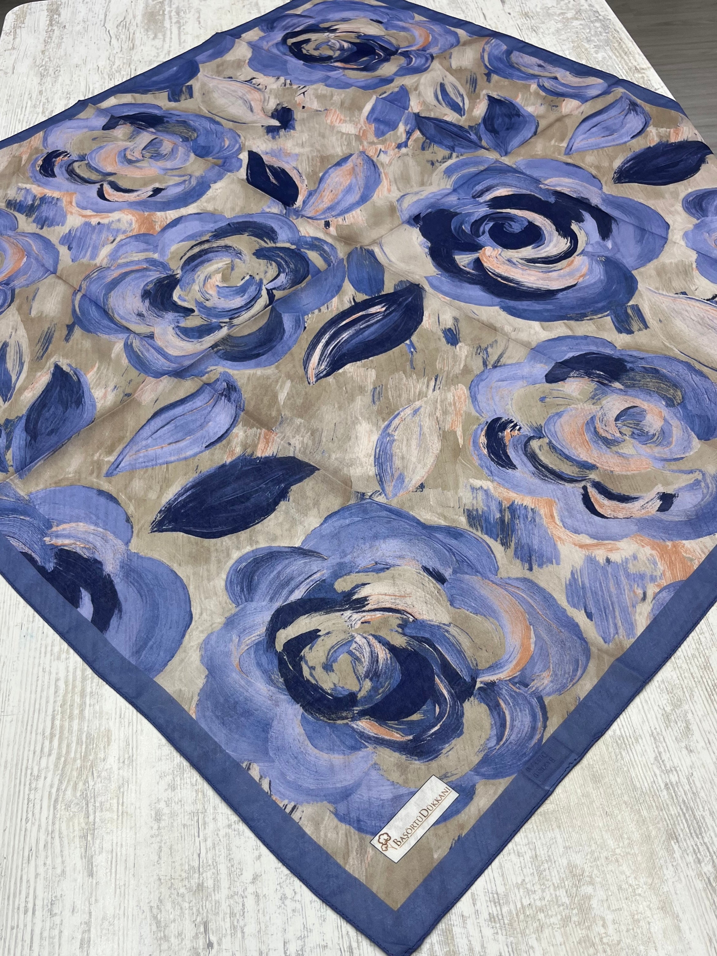 Rosara Square Scarf - Sand Blue