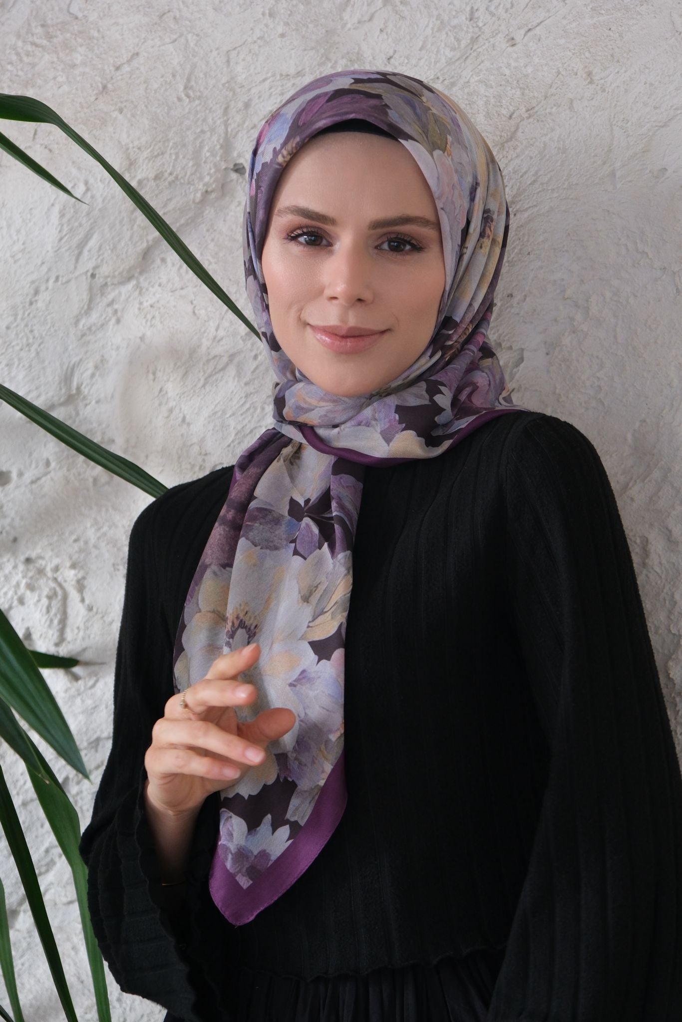 Velvet Bloom Square Scarf - Velvet Purple
