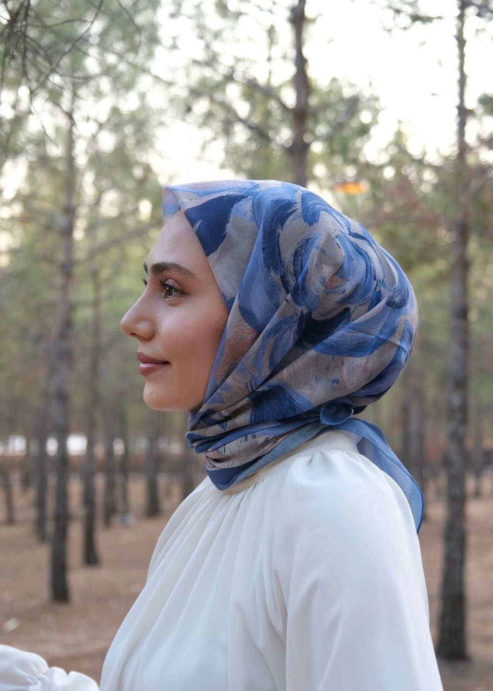 Rosara Square Scarf - Sand Blue