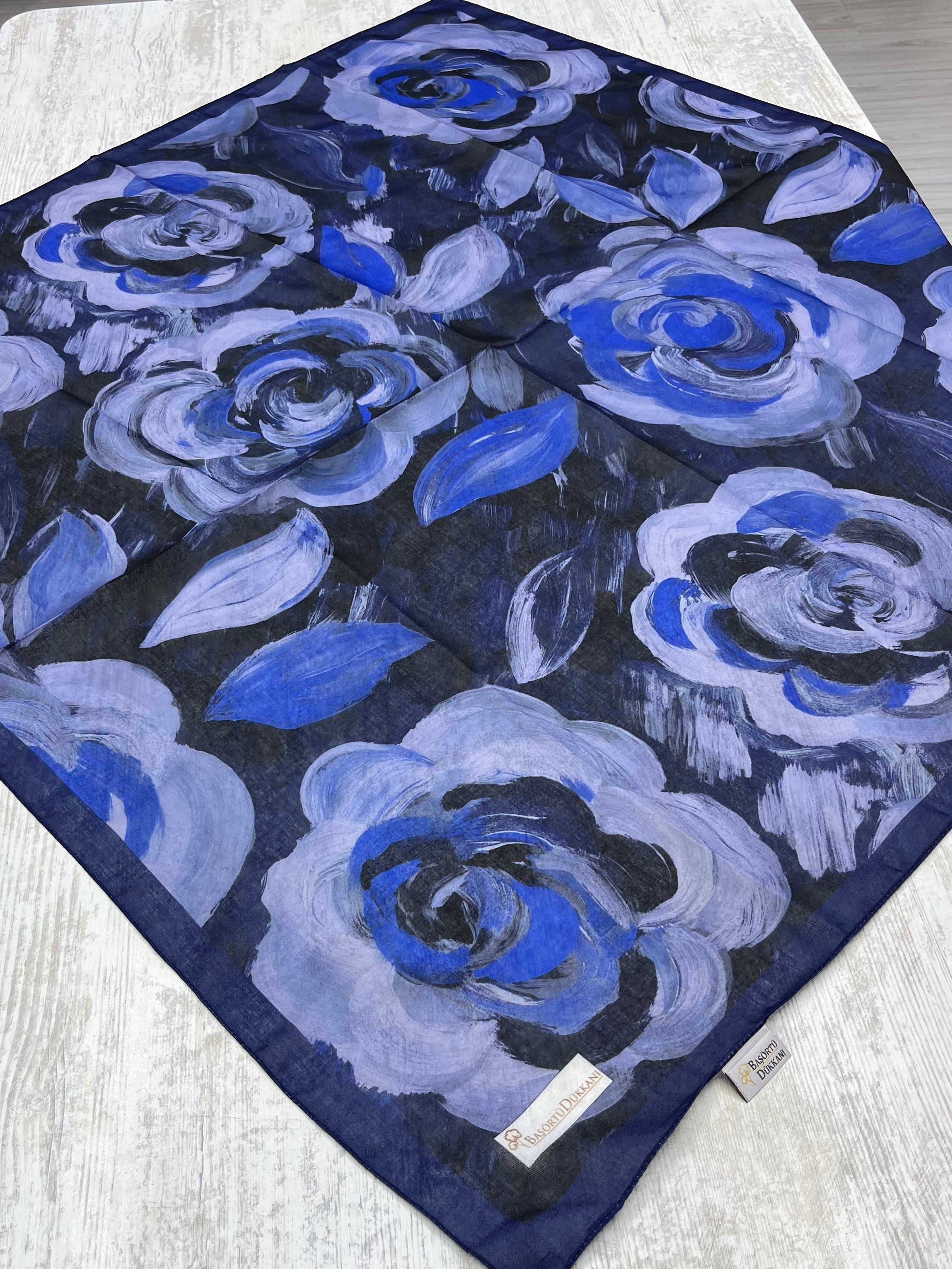 Rosara Square Scarf - Navy