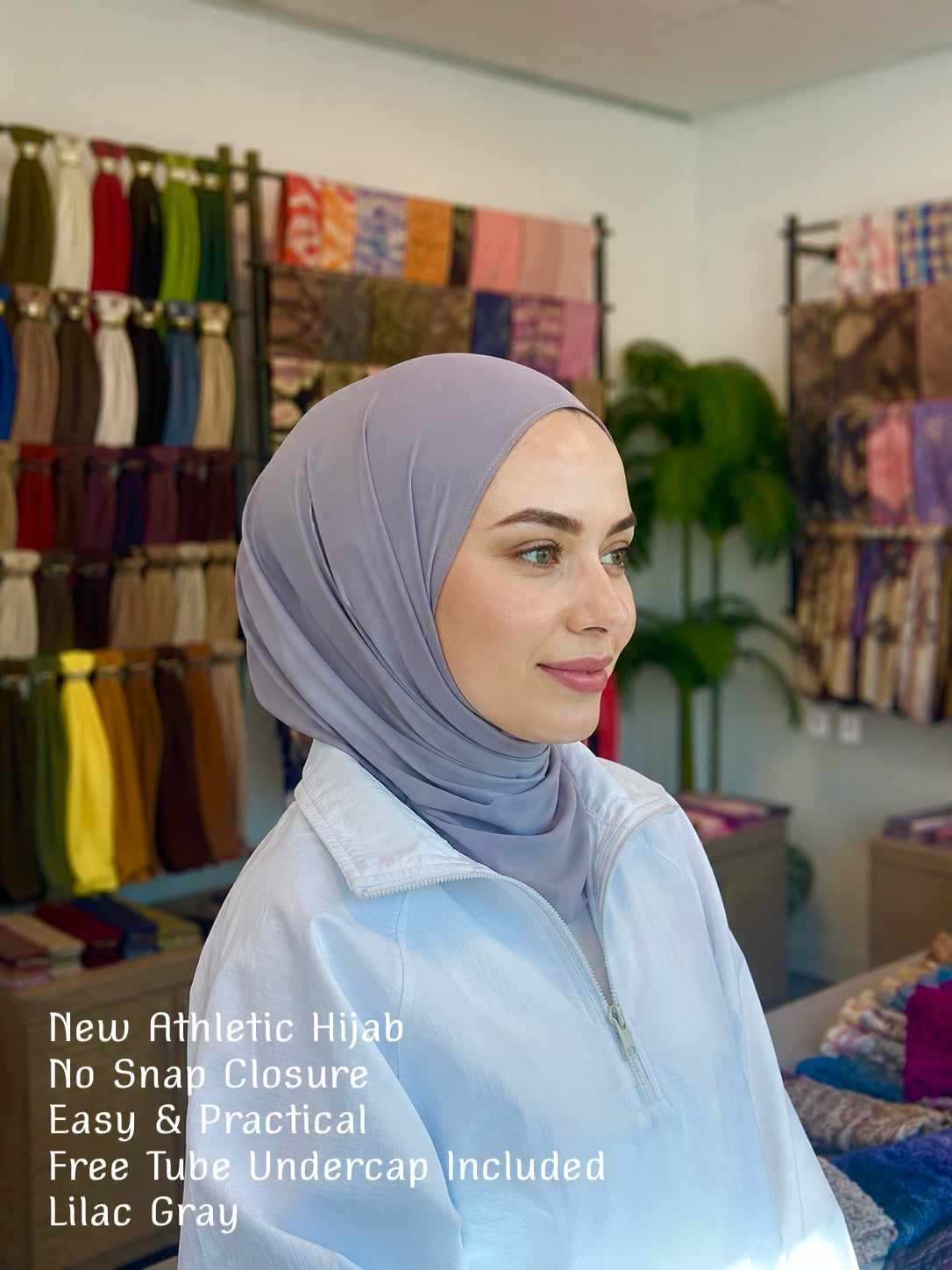 New Athletic Hijab -Lilac Gray (No Snap Closure)