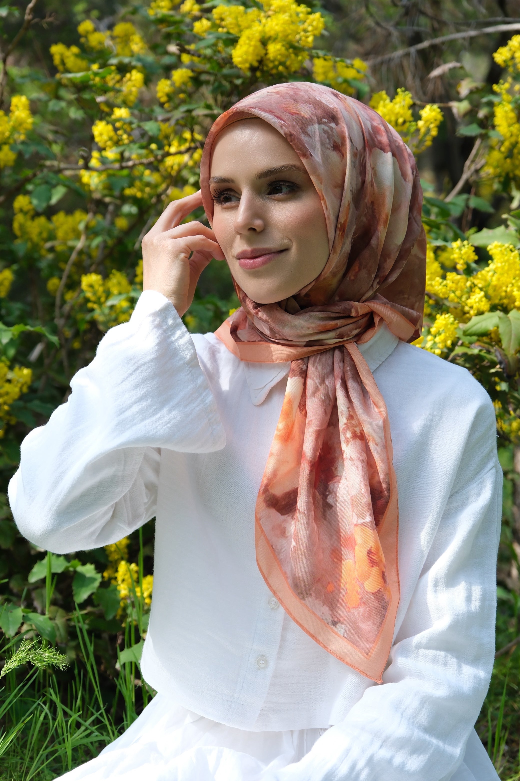 Rose Blend Square Scarf - Melon