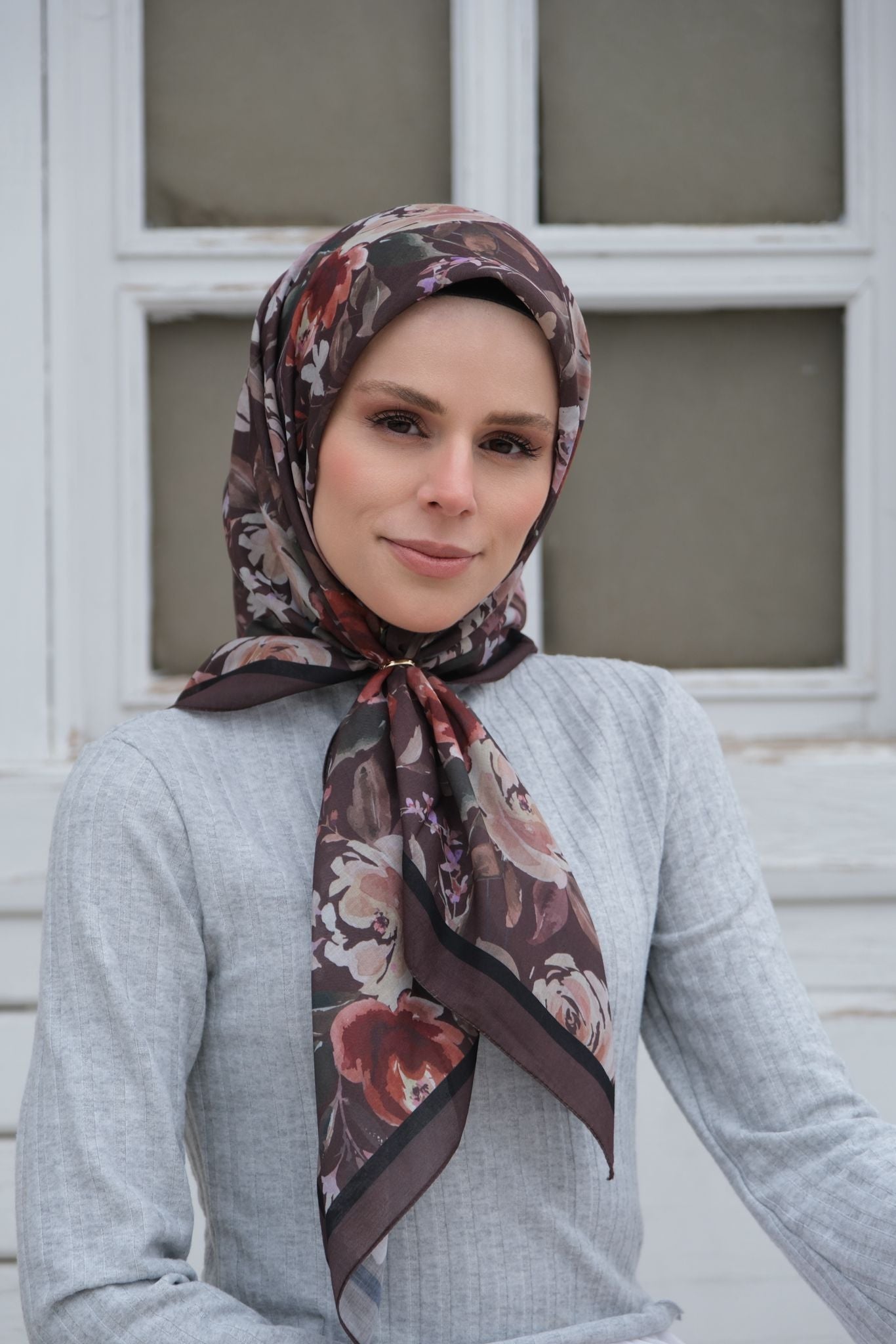 Florya Square Scarf - Coffee