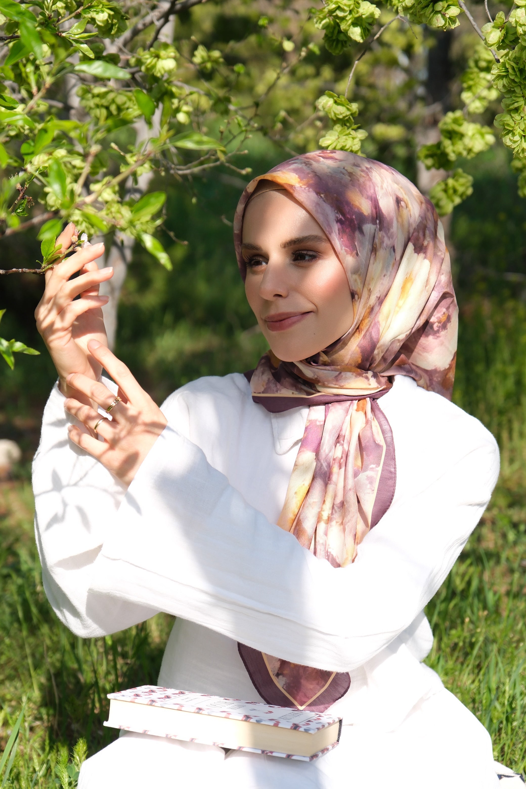 Rose Blend Square Scarf - Plum Yellow