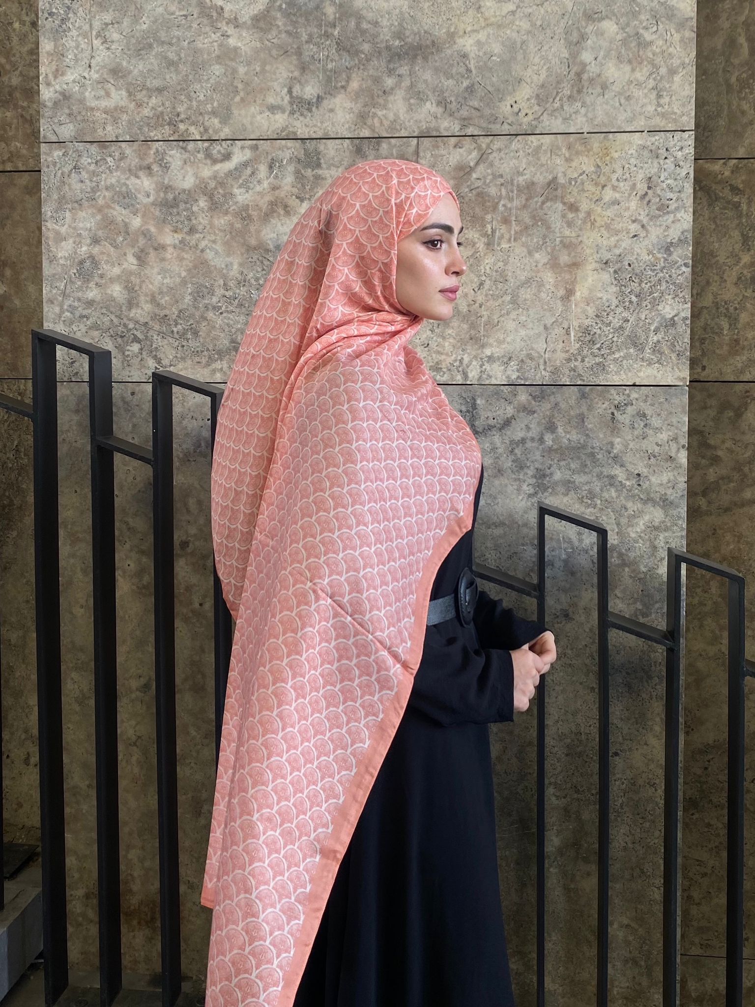 Minimal Pattern Hijab - Cantaloupe