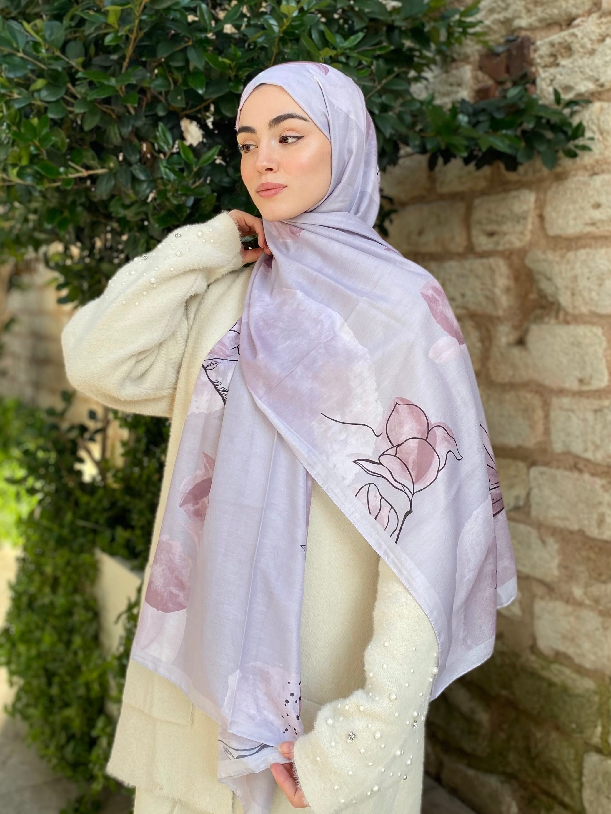 Coral Hijab - Dusty Lilac