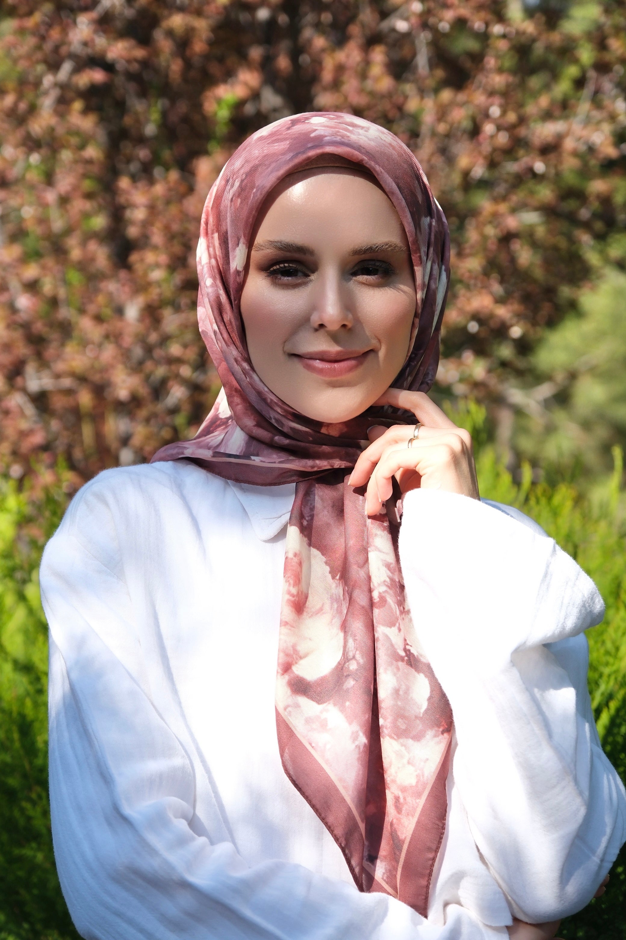 Rose Blend Square Scarf - Brown