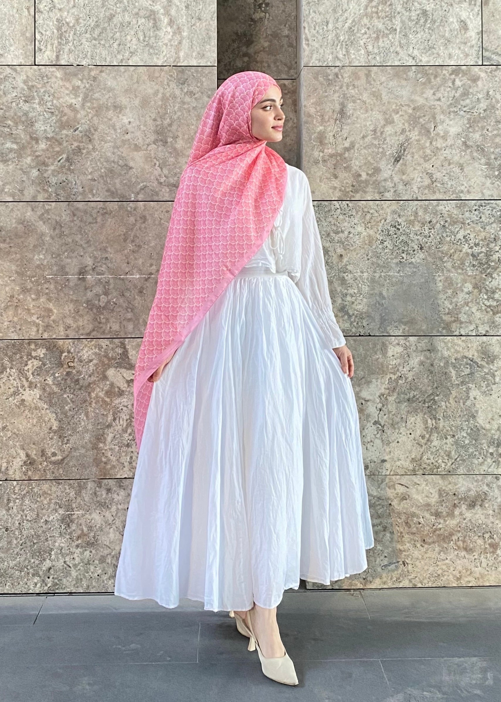 Minimal Pattern Hijab - Candy Pink