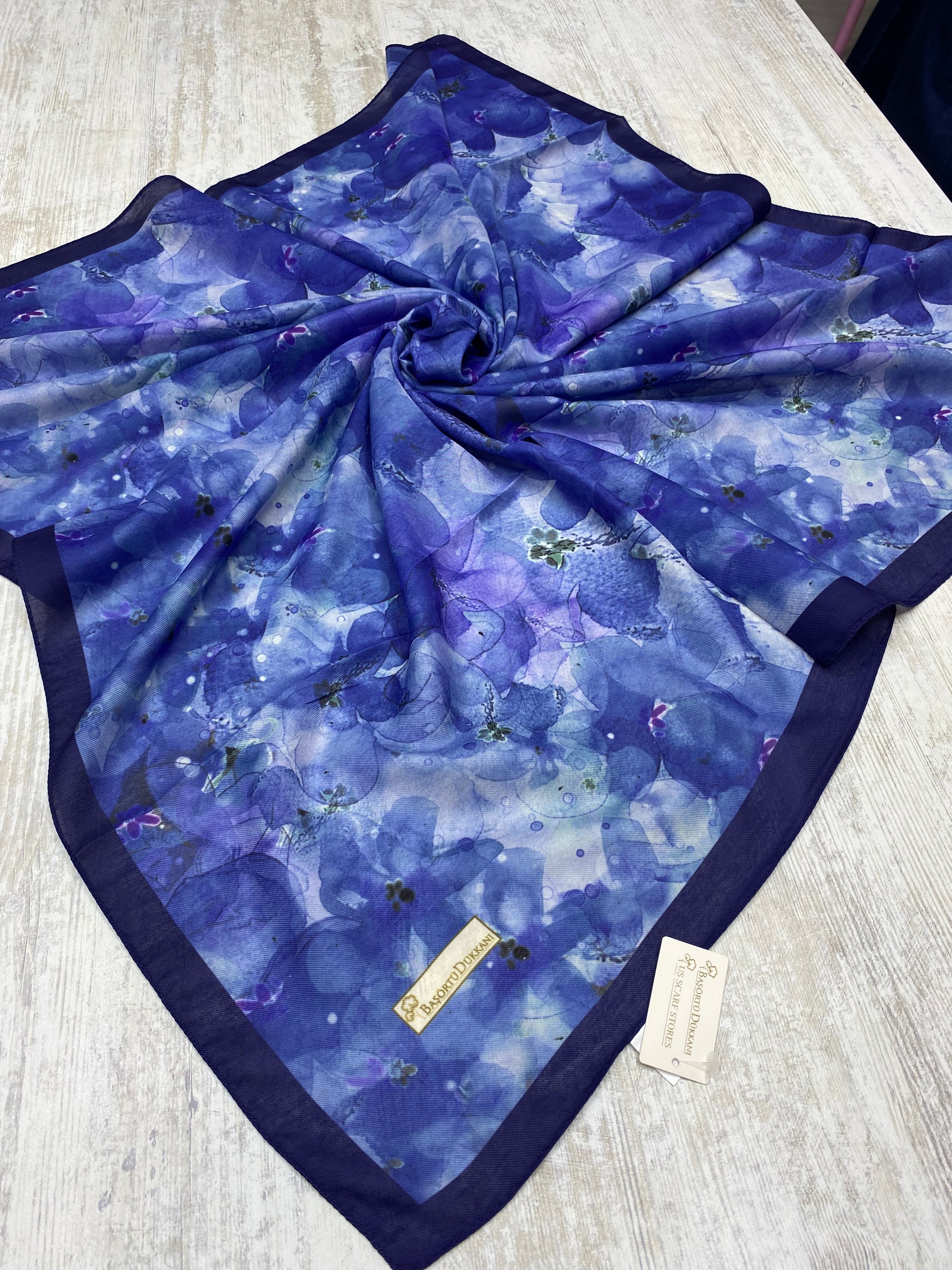 Delora Square Scarf - Navy Blue