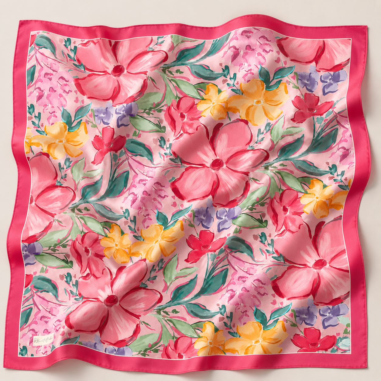 Lily Square Scarf - Pomegranate Red