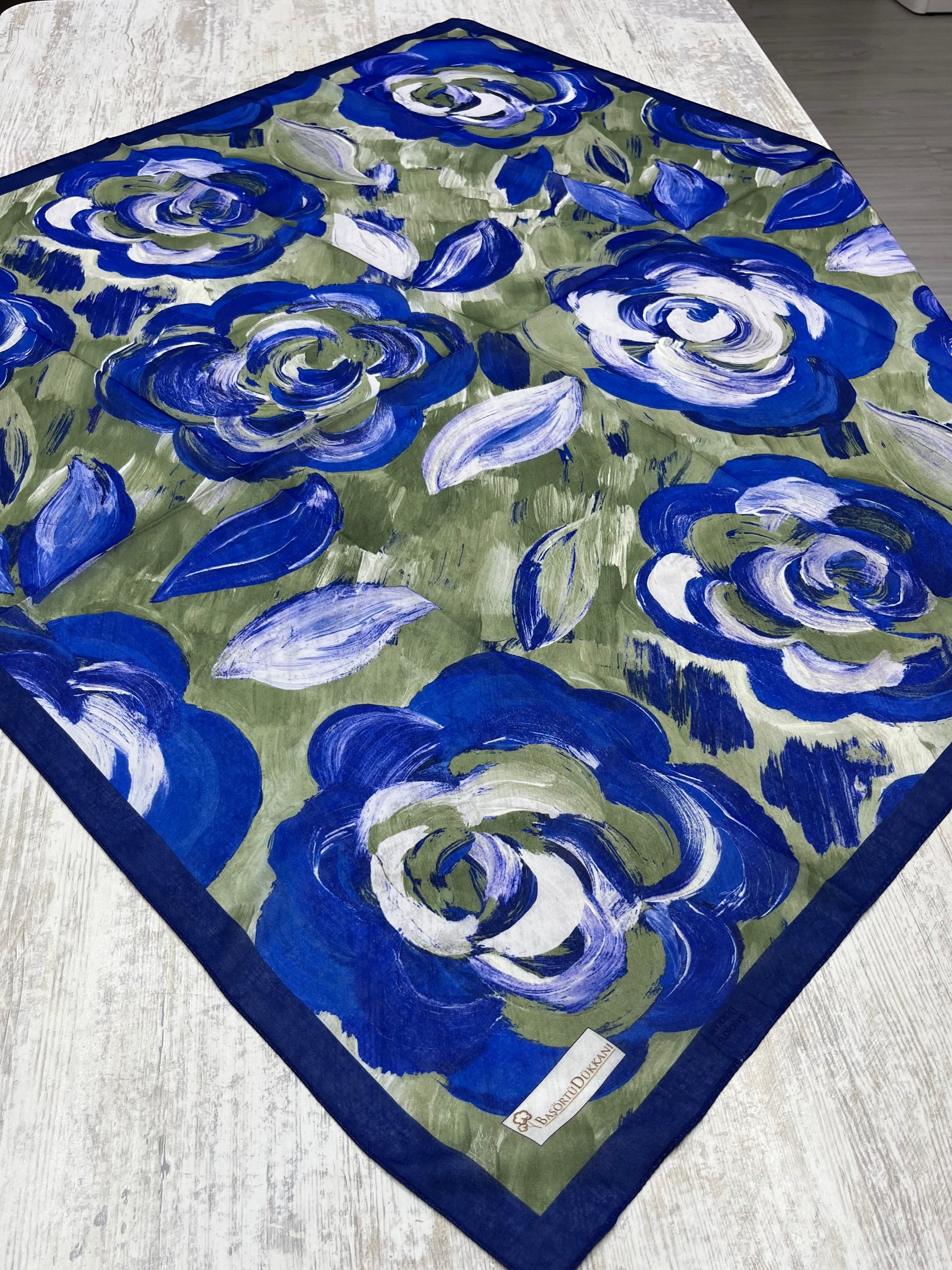 Rosara Square Scarf - Midnight Blue-Green