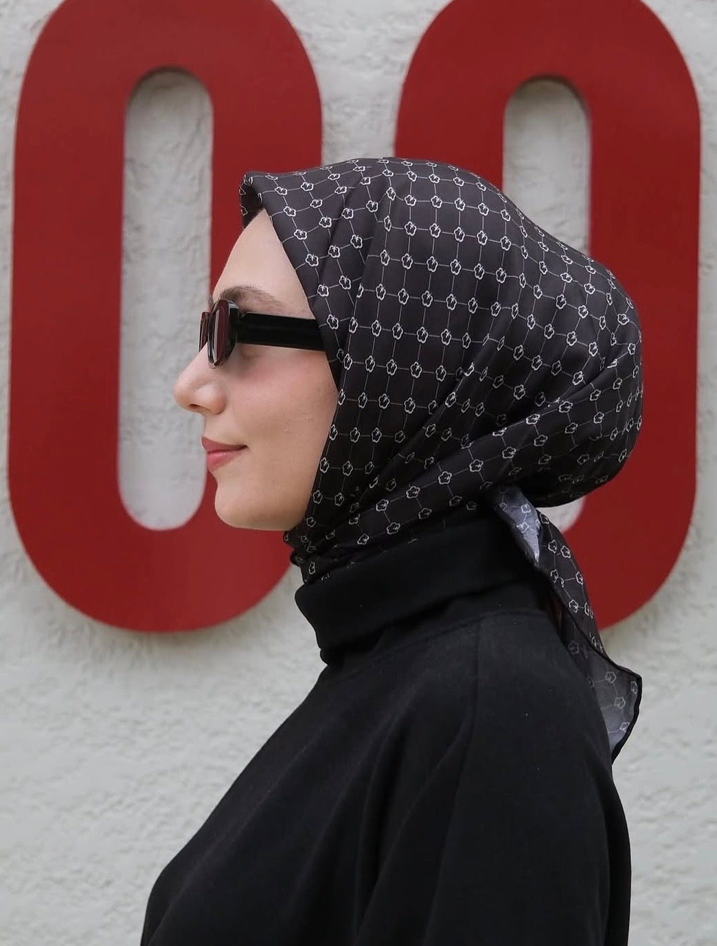 Monogram Square Scarf - Black