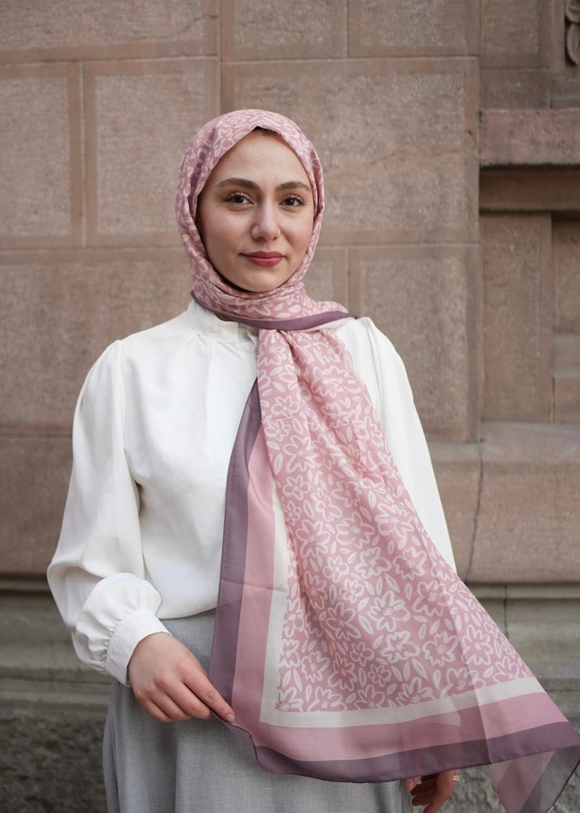 Flora Line Hijab - Powder