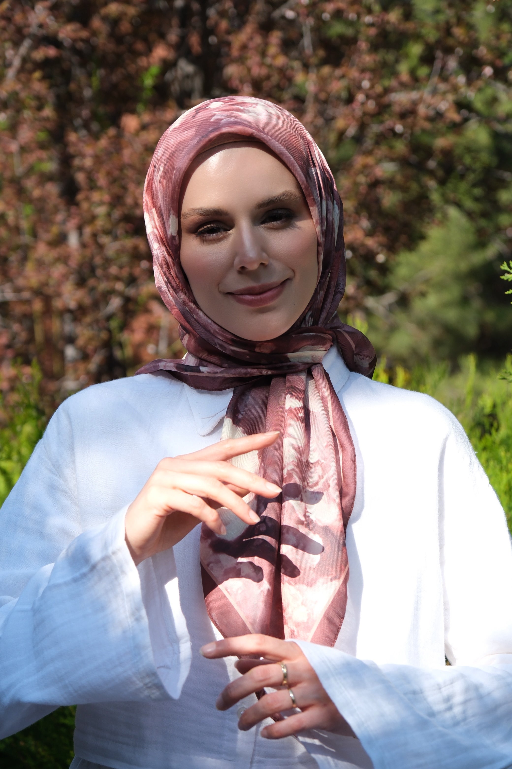 Rose Blend Square Scarf - Brown