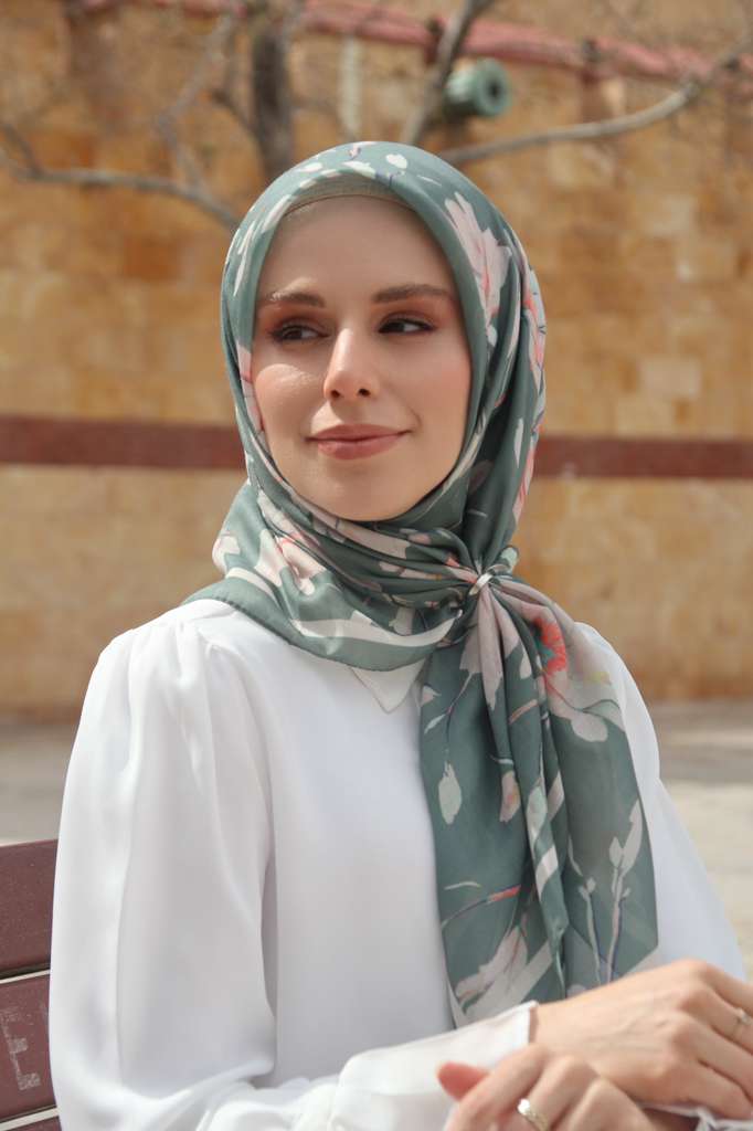 Silk Garden Square Scarf - Deep Khaki