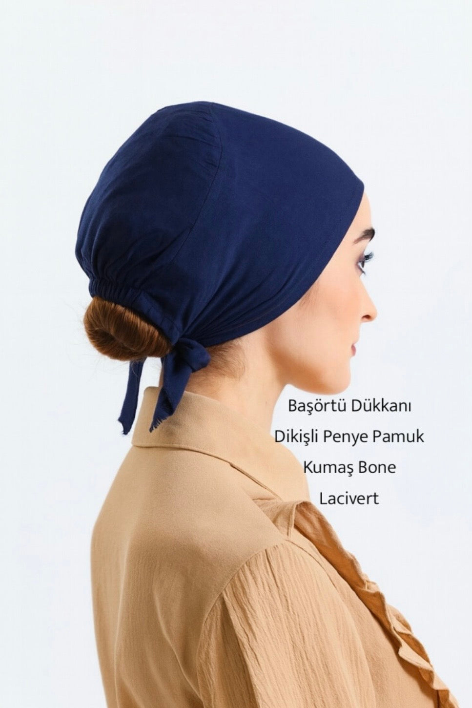 Lace Bun Bonnet - Navy Blue