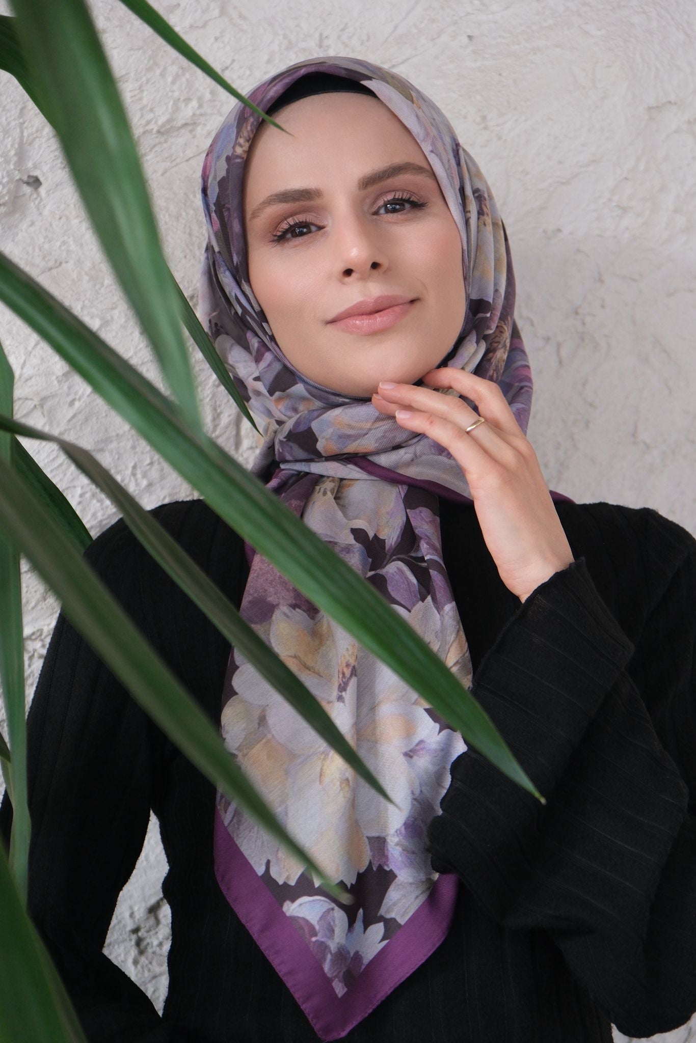Velvet Bloom Square Scarf - Velvet Purple
