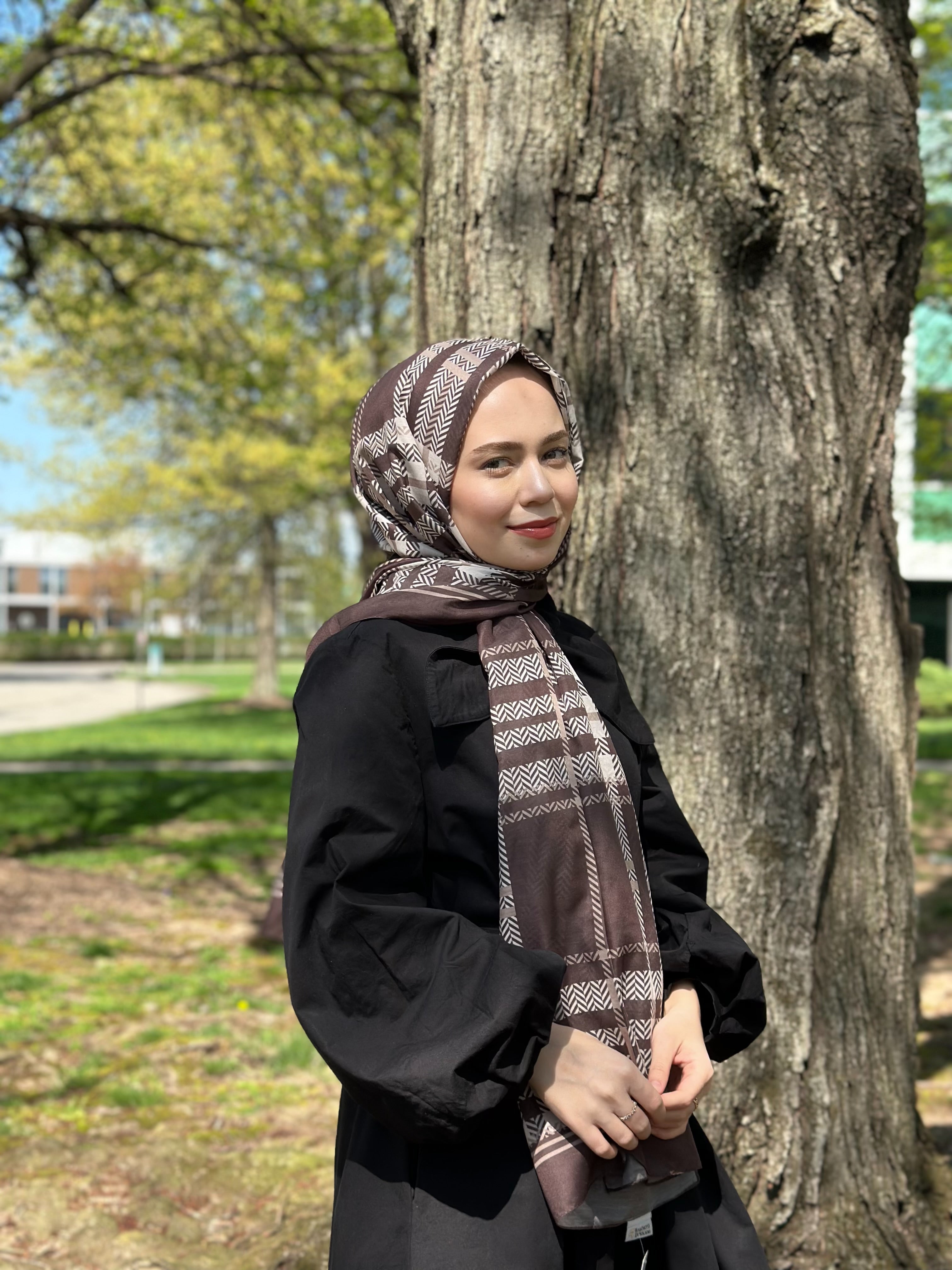 Plaid Hijab - Brown