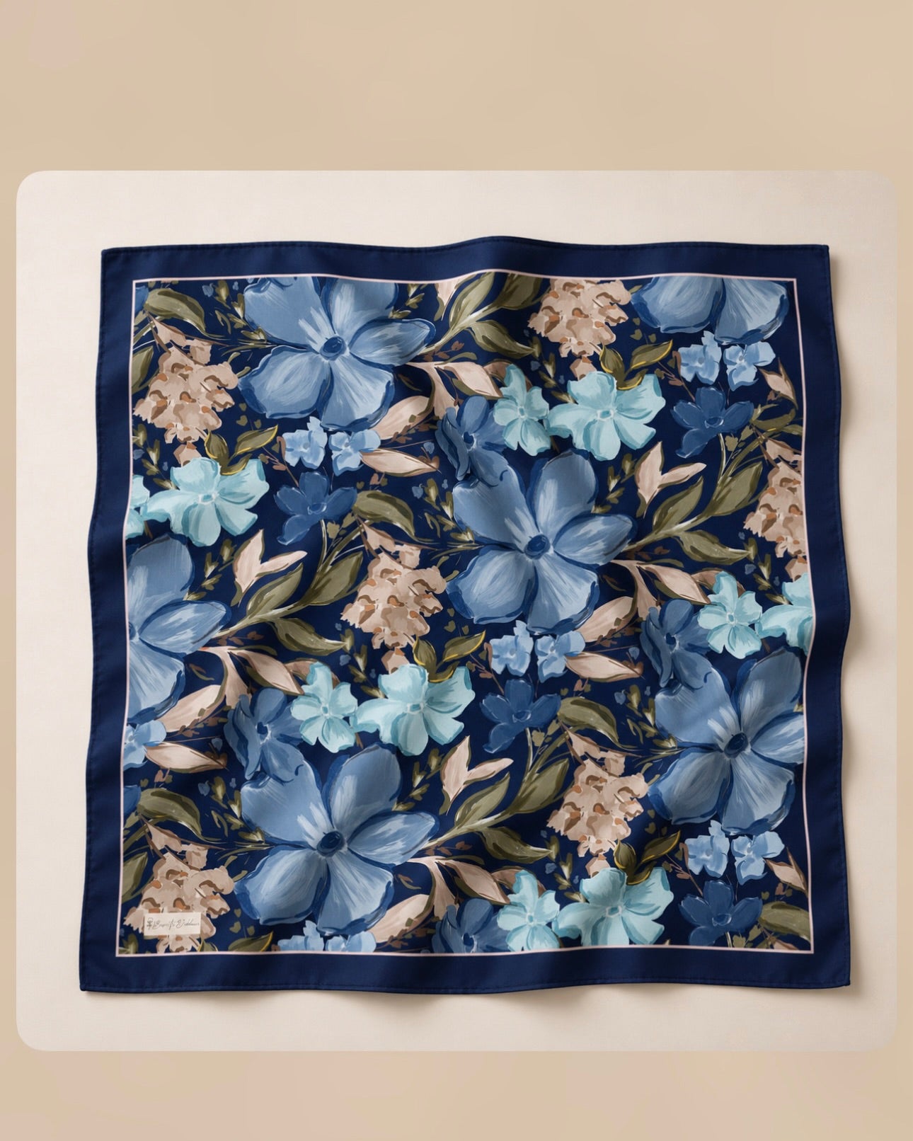 Lily Square Scarf - Navy Blue