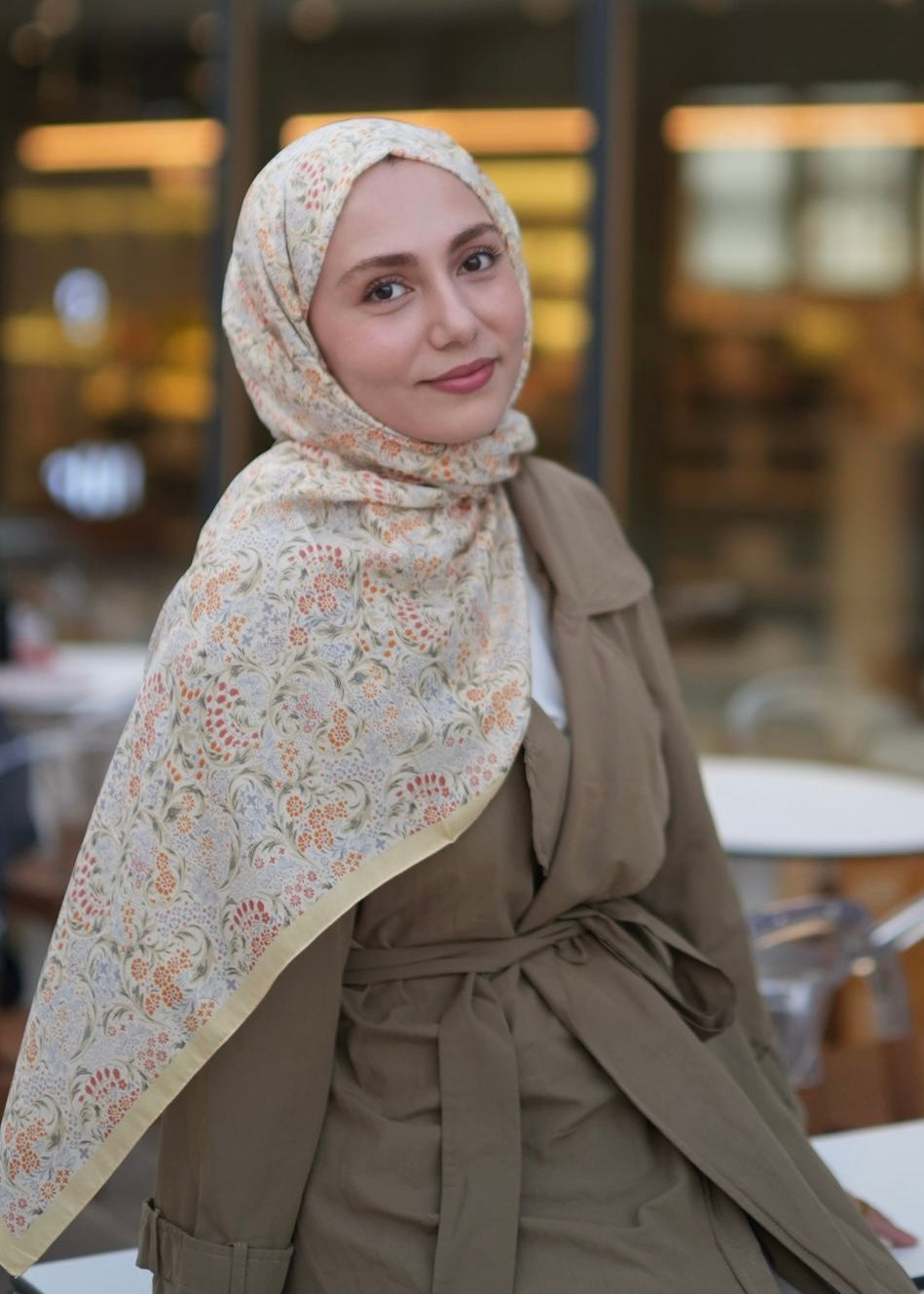 Nazeen Pattern Hijab - Butter Yellow
