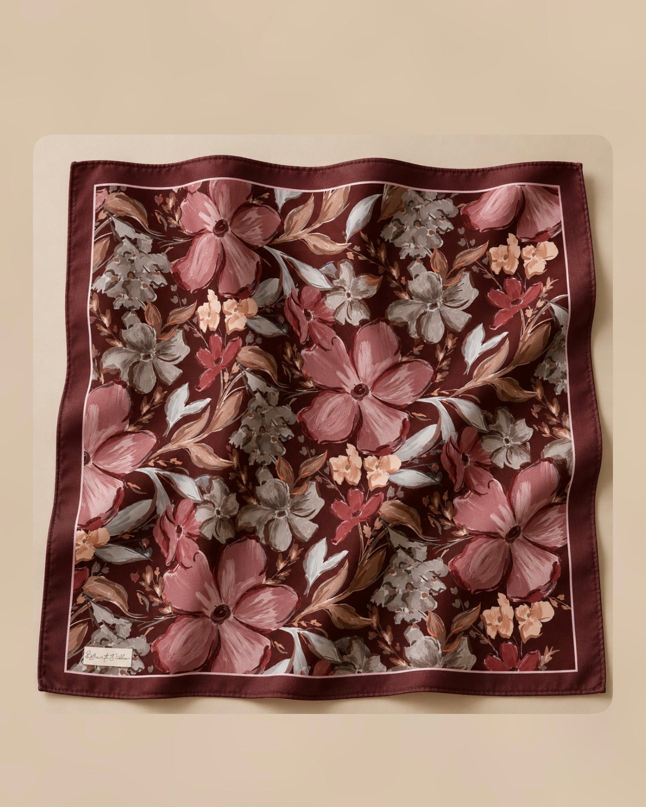 Lily Square Scarf - Dark Cherry