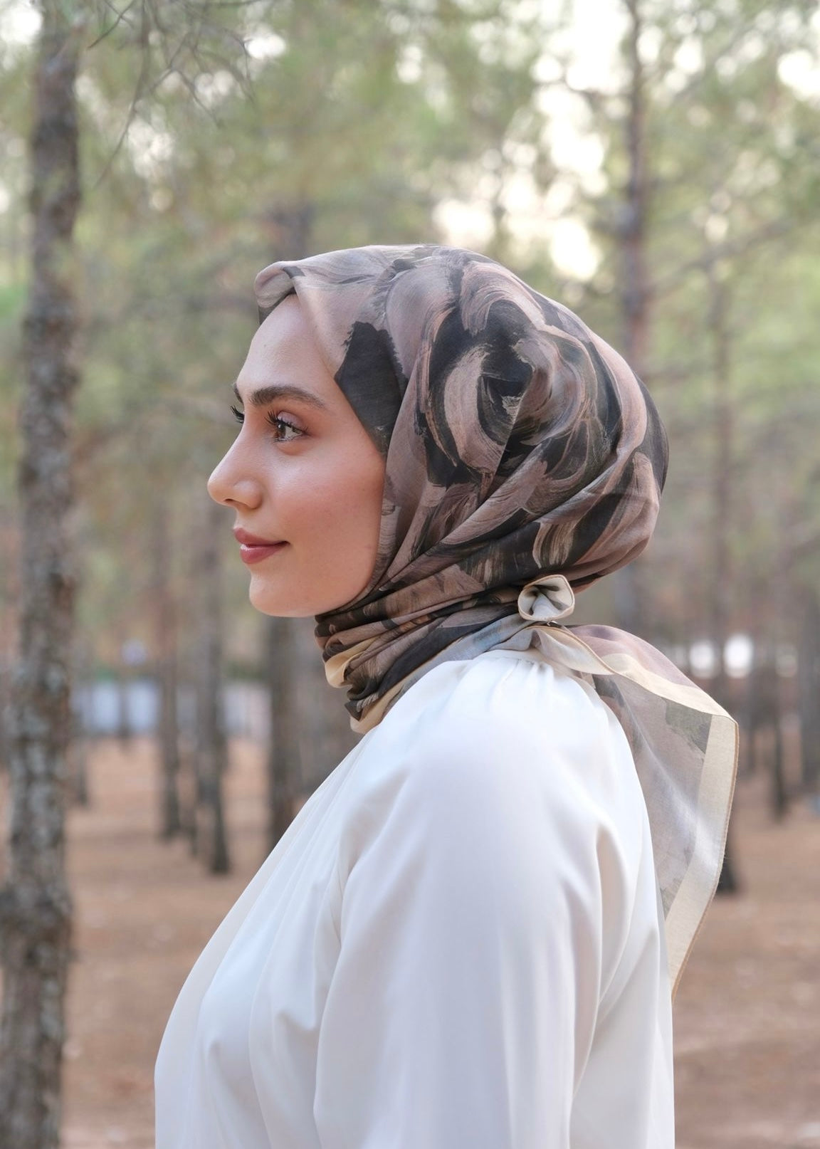 Rosara Square Scarf - Brown, Green, Mustard