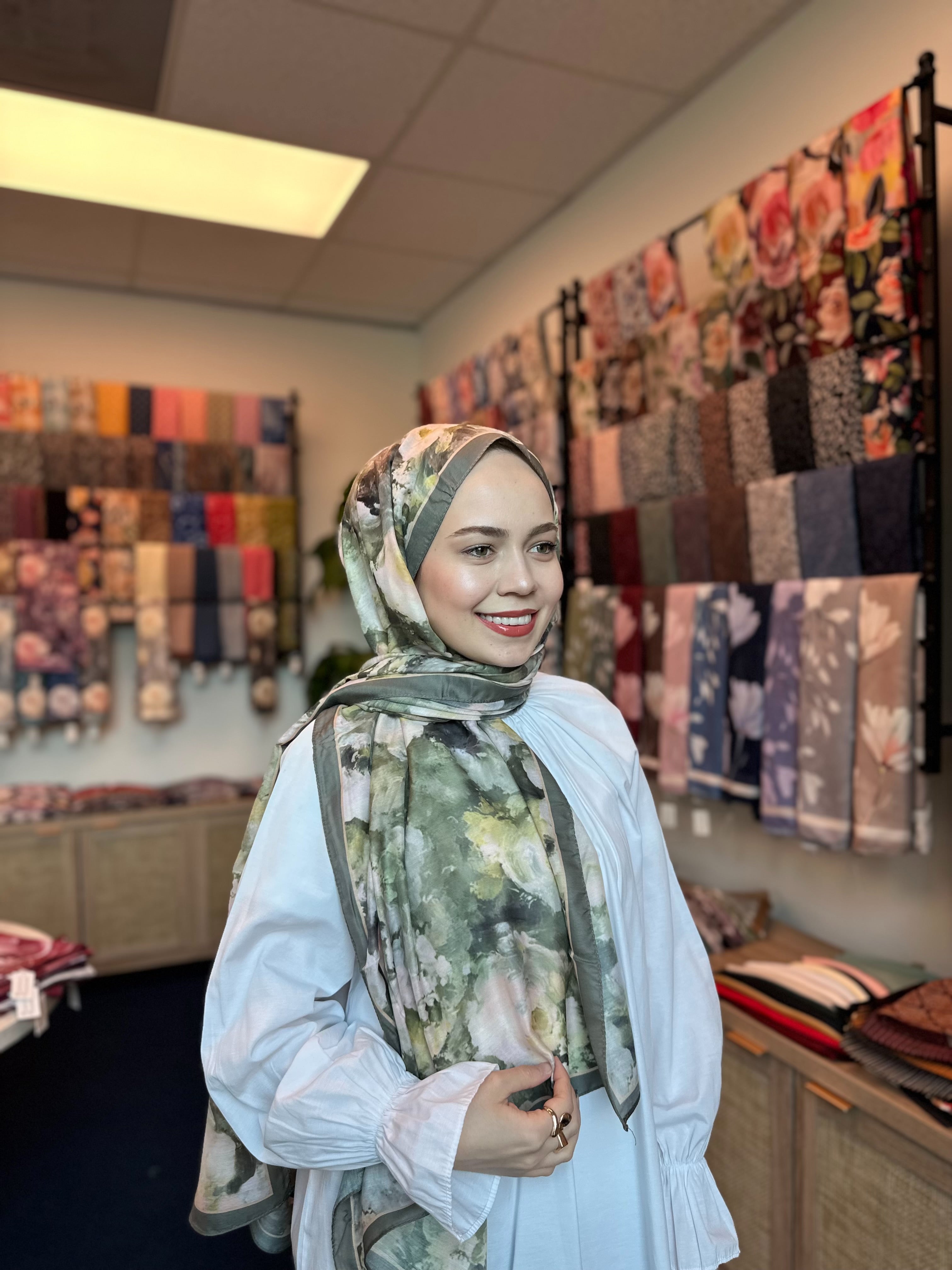 Rose Blend Hijab - Forest Green