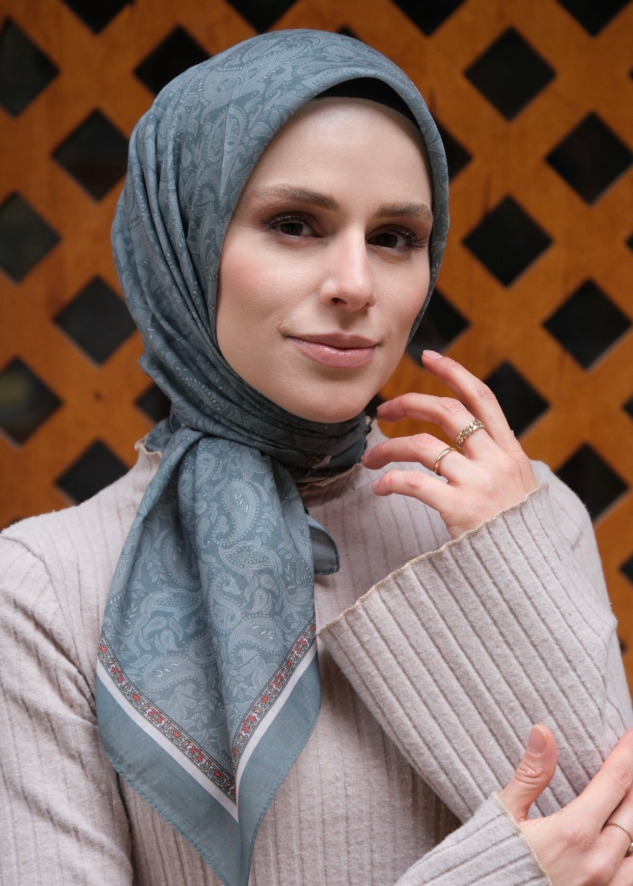 Scheherazade Square Scarf - Pastel Green