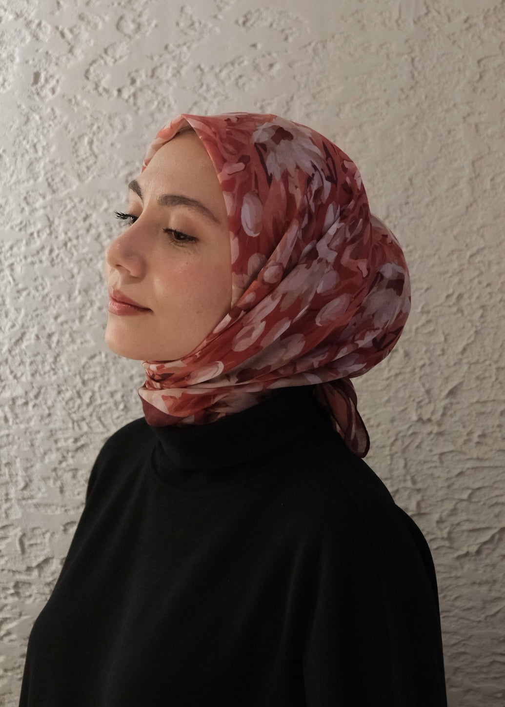 Garden Design Square Scarf - Burgundy