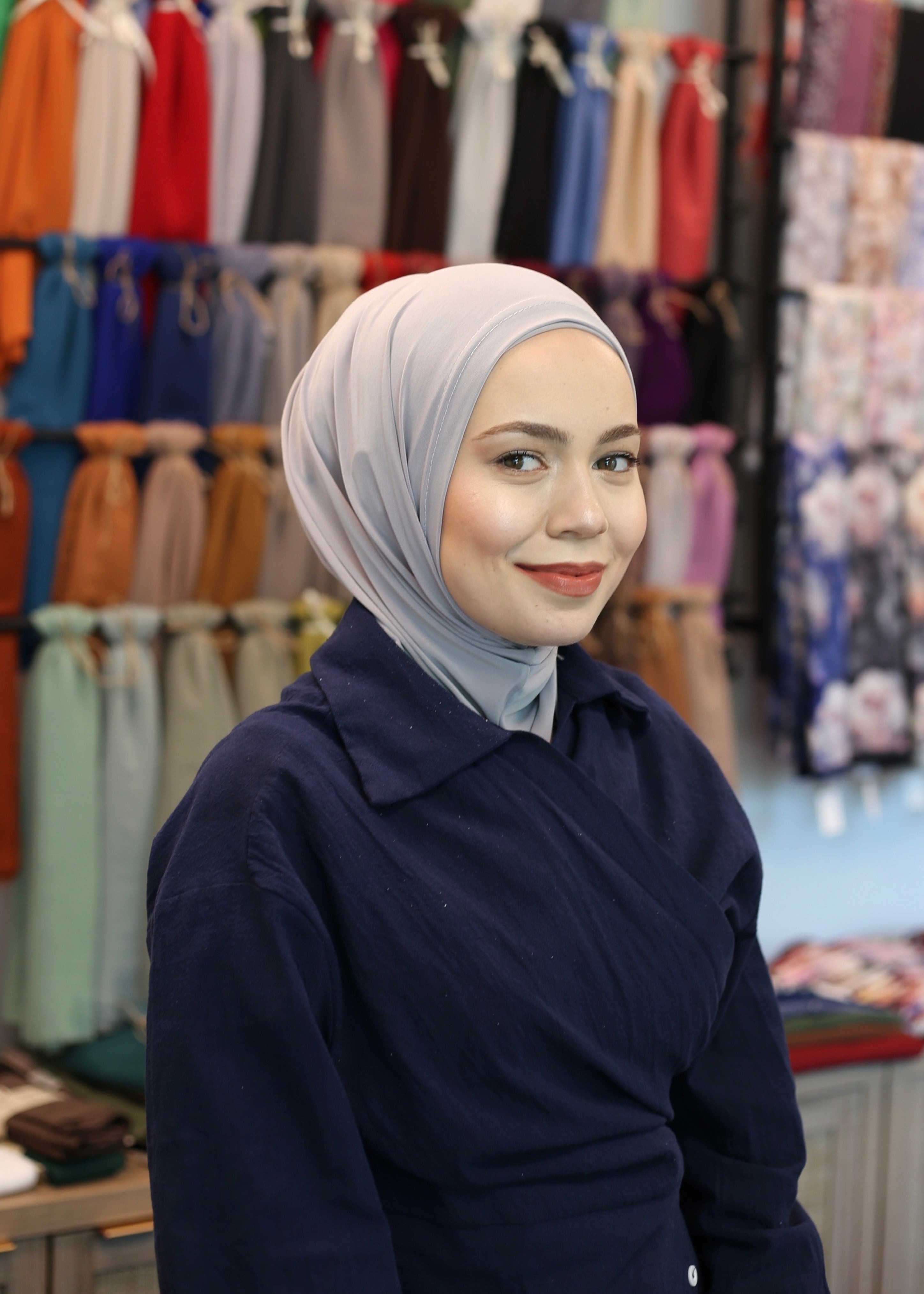 New Athletic Hijab -Light Gray (No Snap Closure)
