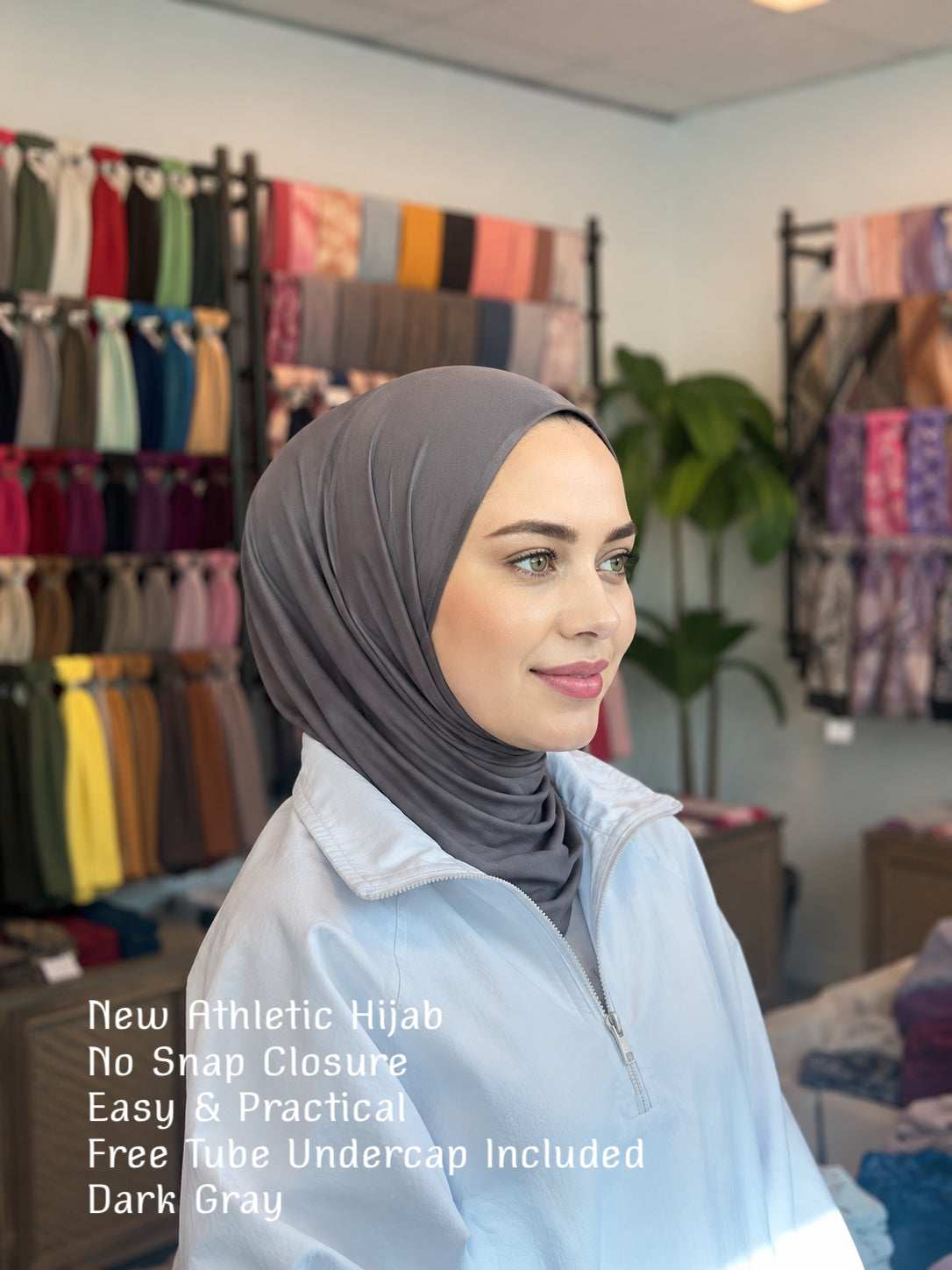 New Athletic Hijab -Dark Gray (No Snap Closure)