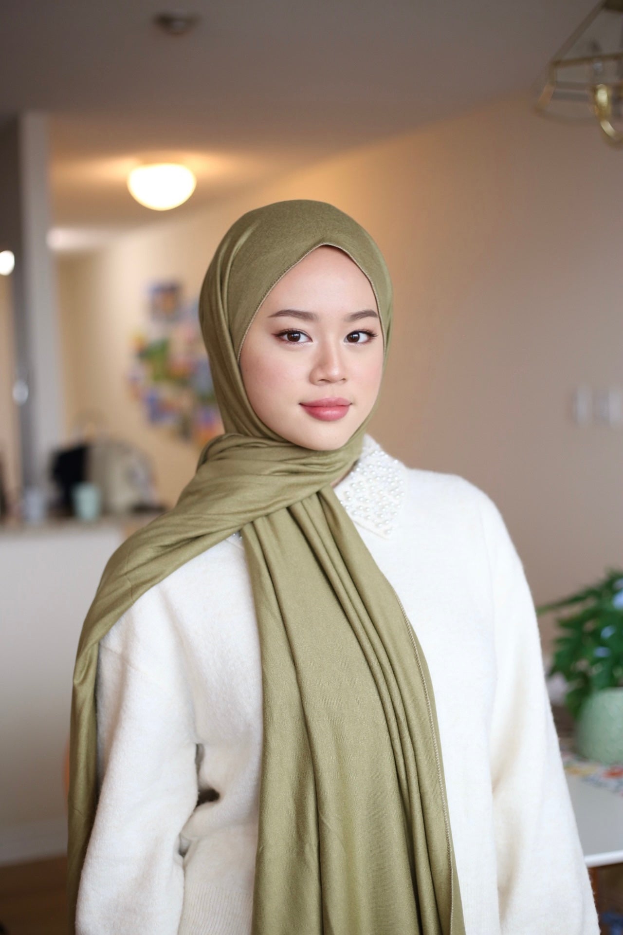 Jersey Hijab - Gold Green