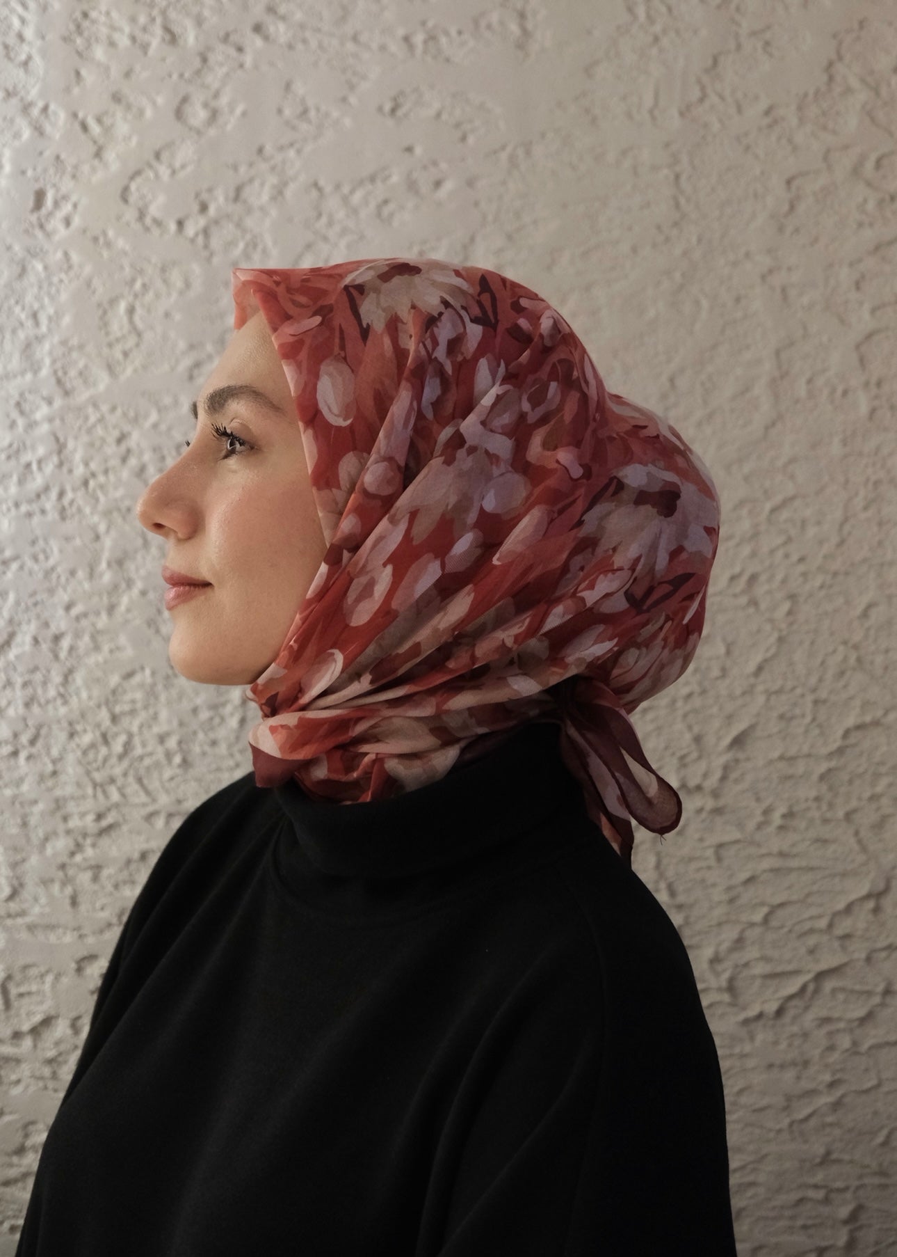 Garden Design Square Scarf - Burgundy