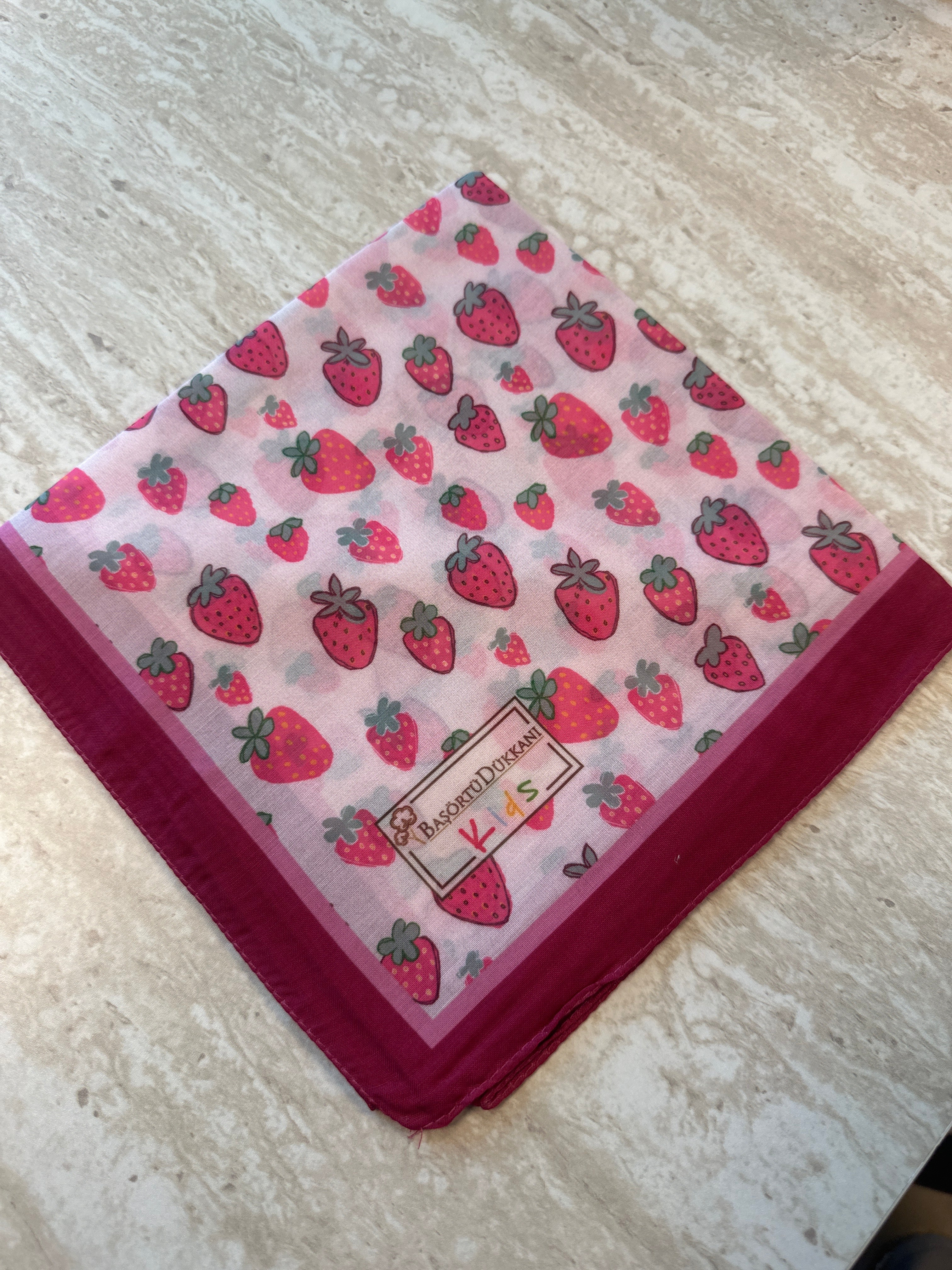 Kids Square Scarf - Watercolor Strawberry