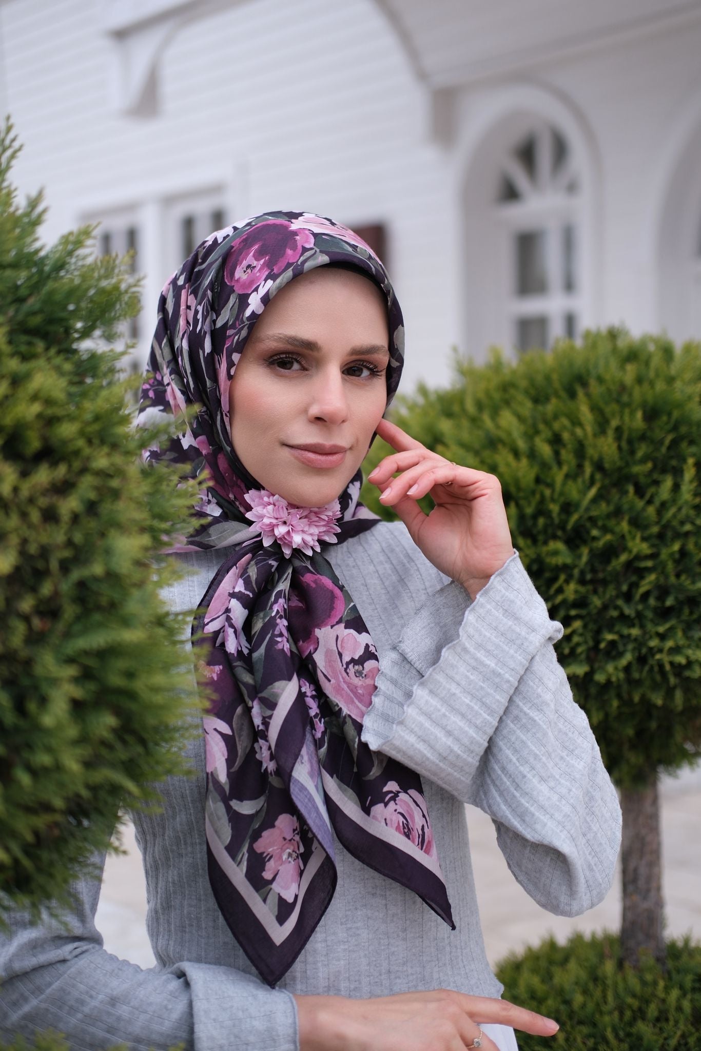 Florya Square Scarf - Purple