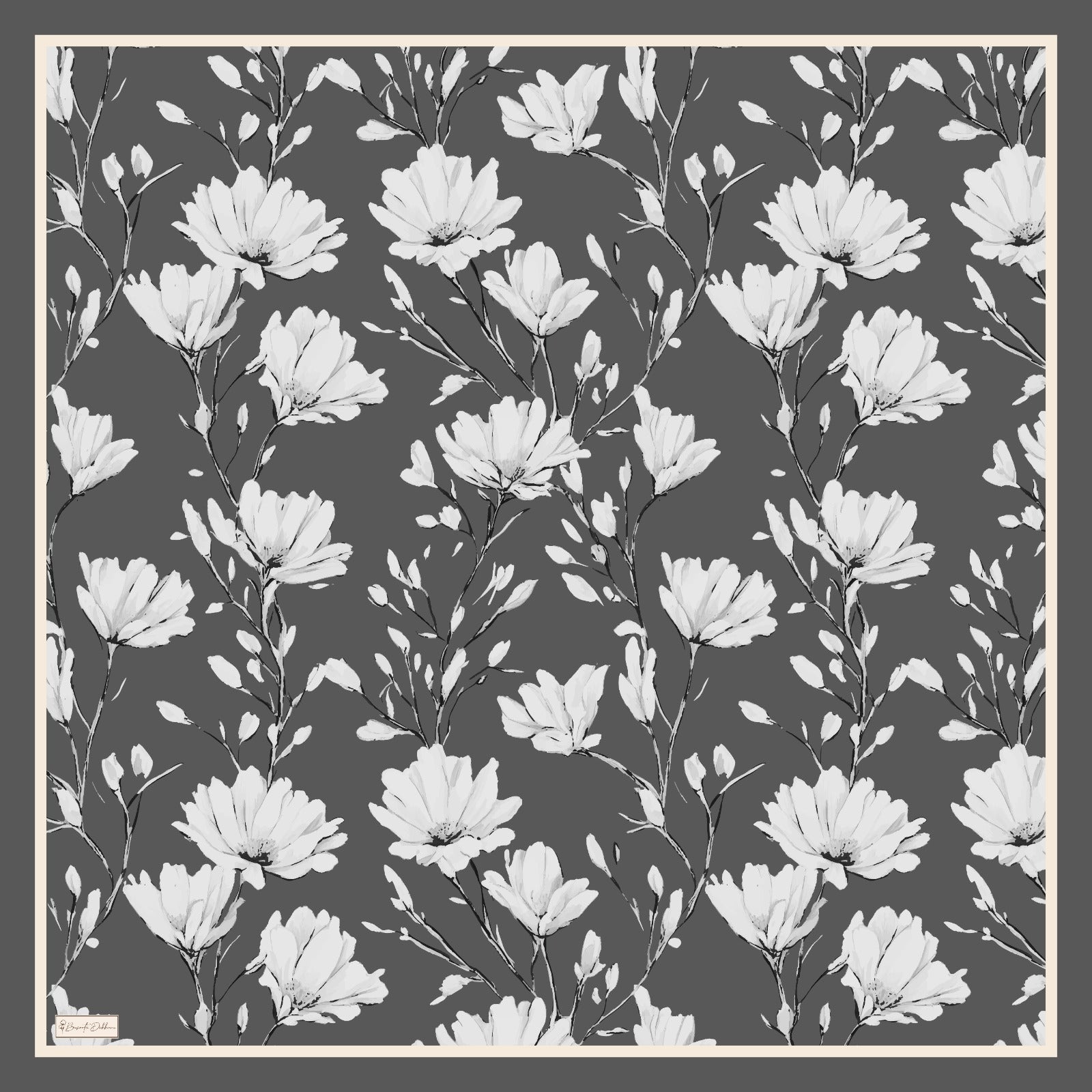 Silk Garden Square Scarf - Anthracite