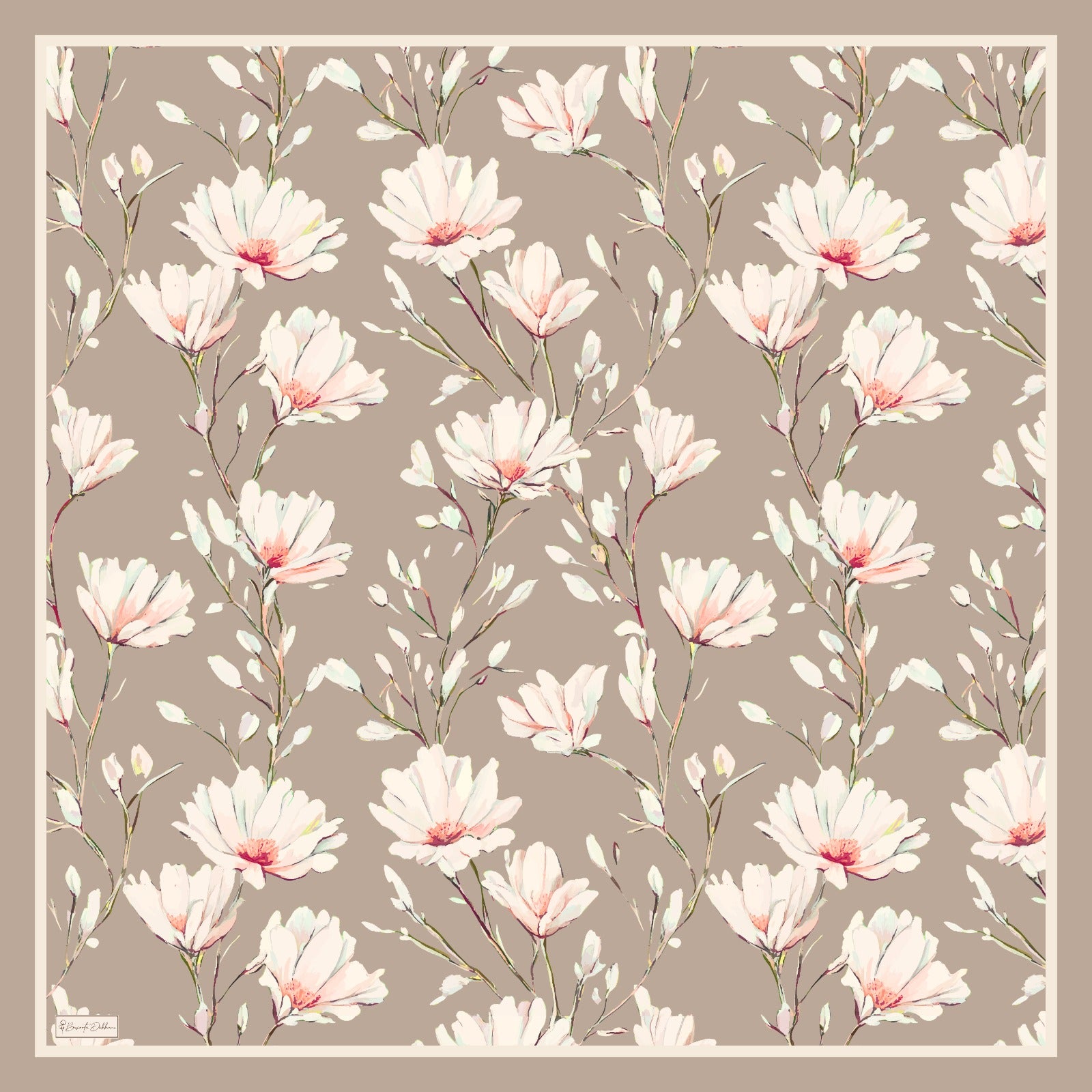 Silk Garden Square Scarf - Earth Beige
