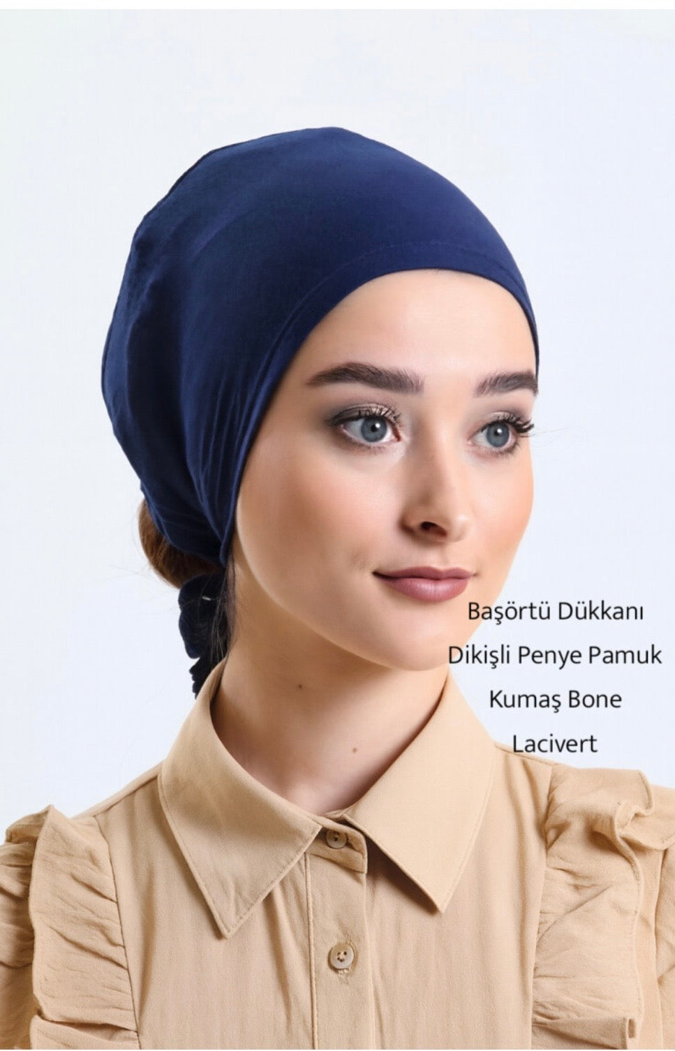Lace Bun Bonnet - Navy Blue