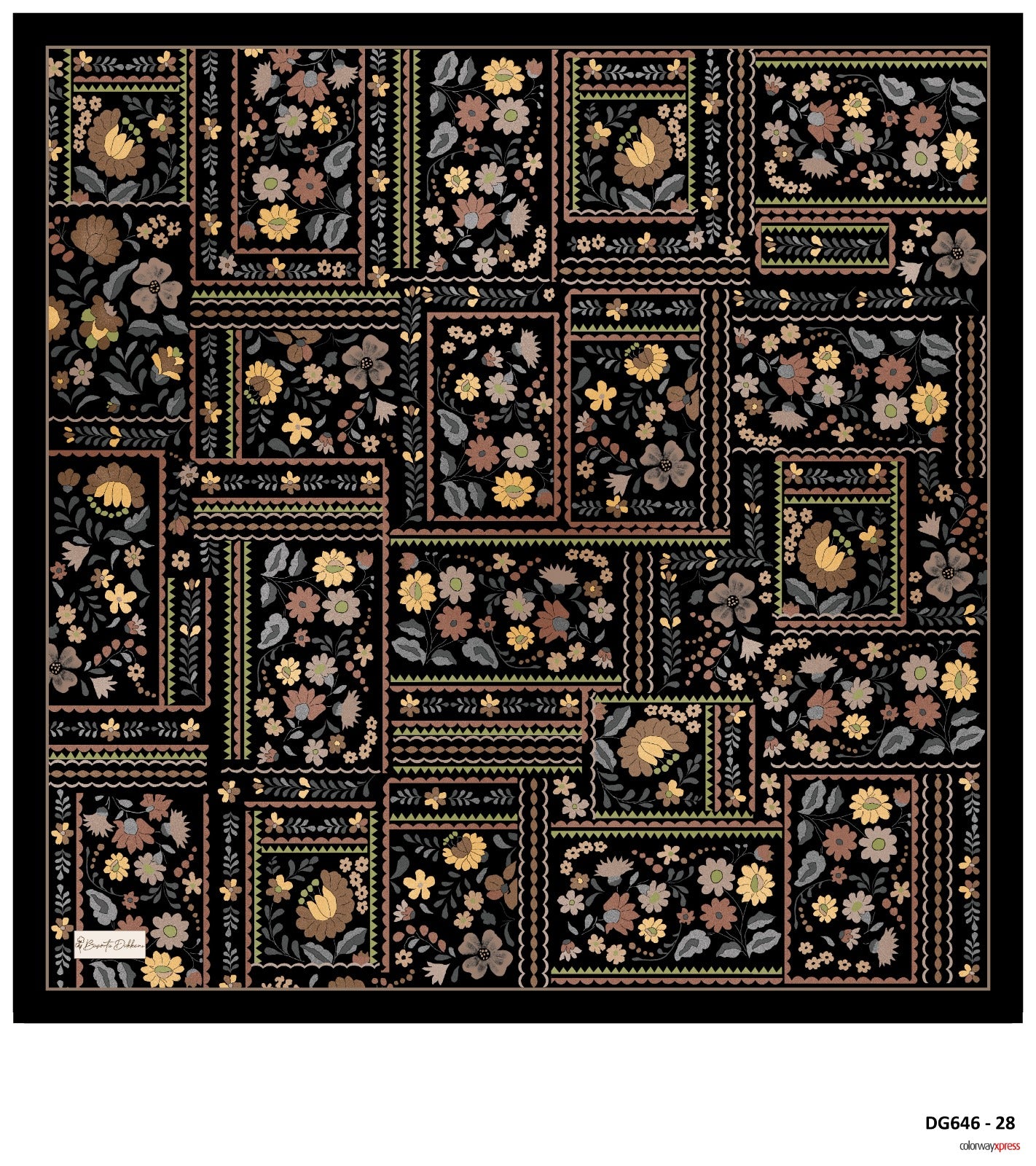 Spring Mosaic Square Scarf - Black