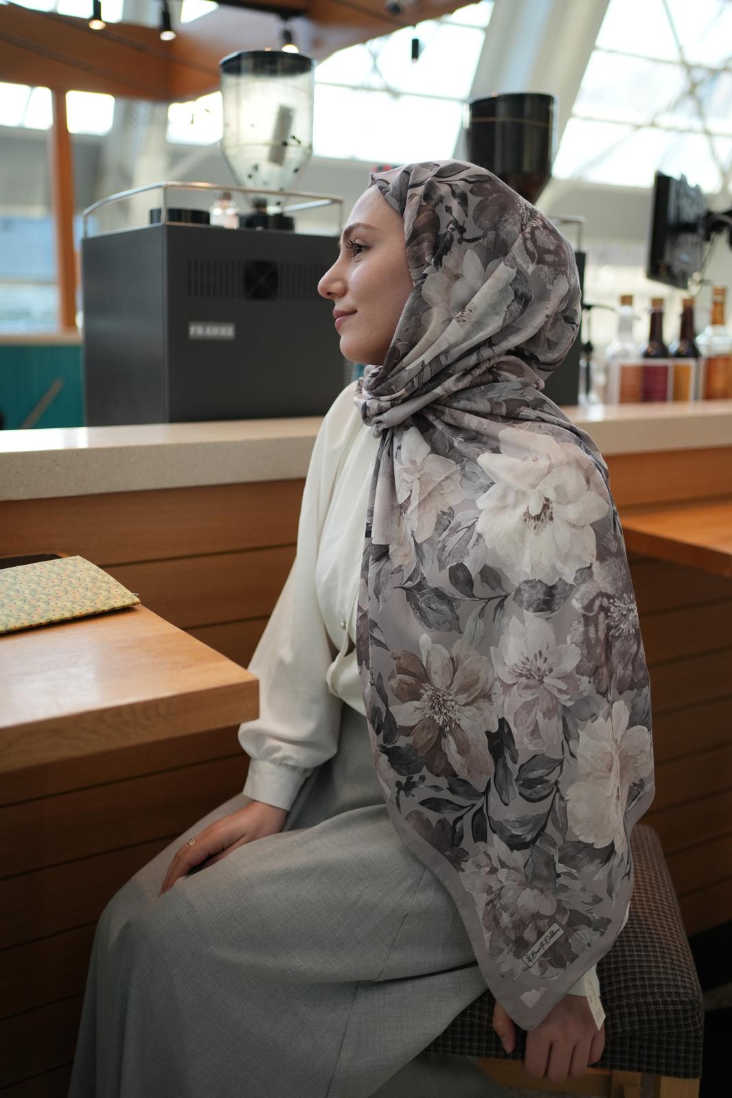 Velvet Bloom Hijab - Taupe