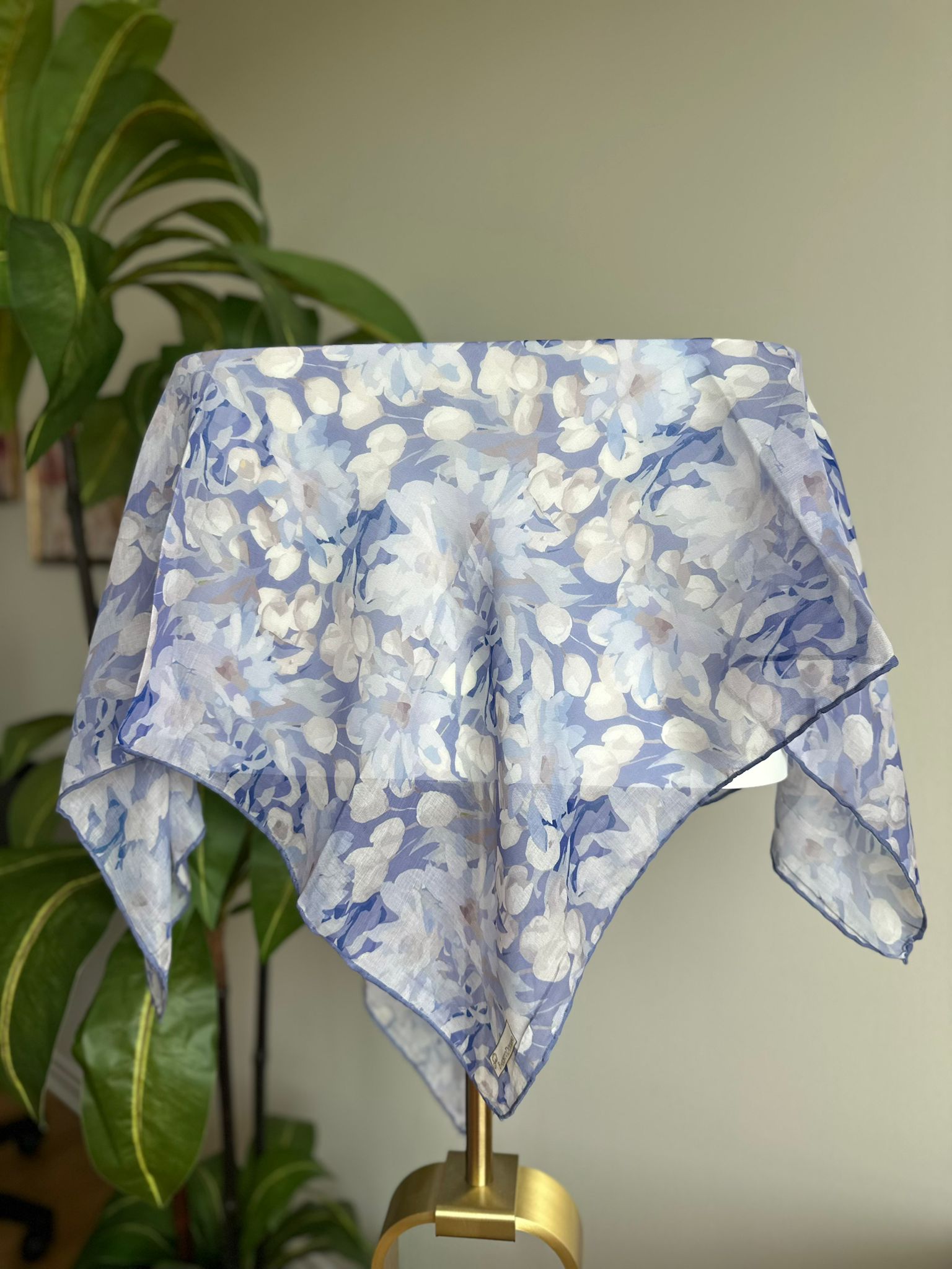 Garden Design Square Scarf - Sapphire Blue