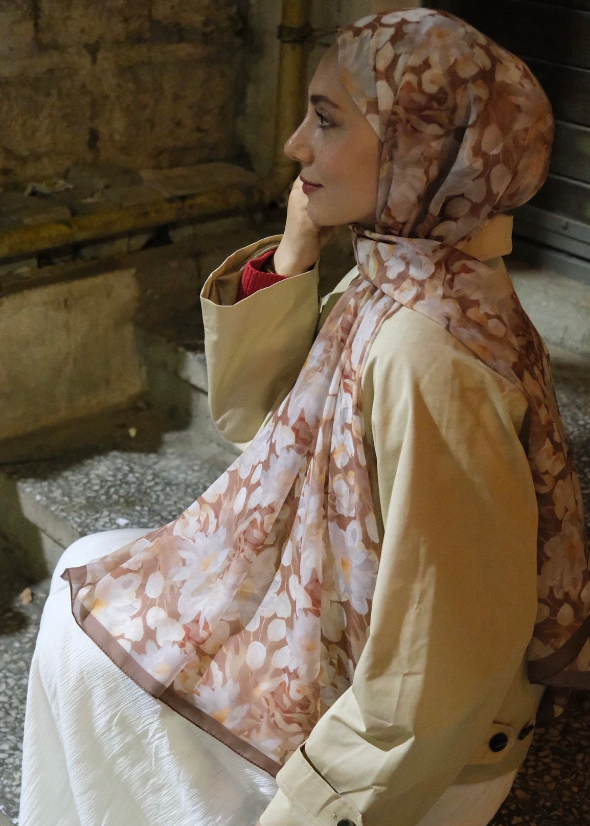 Garden Design Hijab - Milky Brown