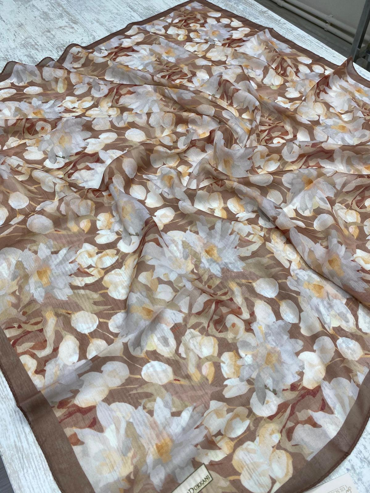 Garden Design Square Scarf - Milky Brown