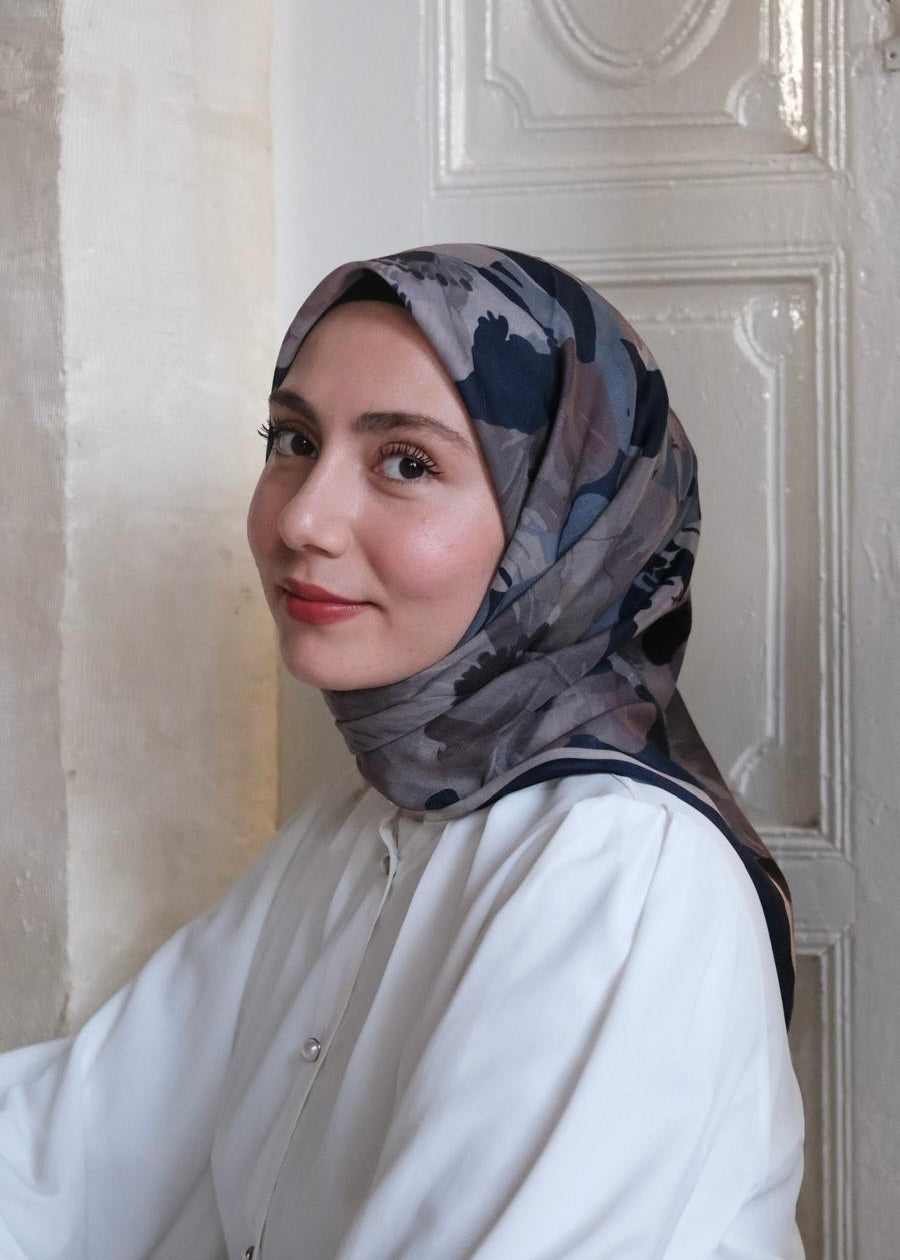 Maribel Square Scarf - Navy Blue