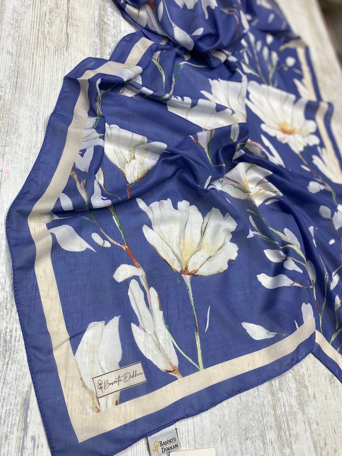 Silk Garden Hijab - Denim Blue