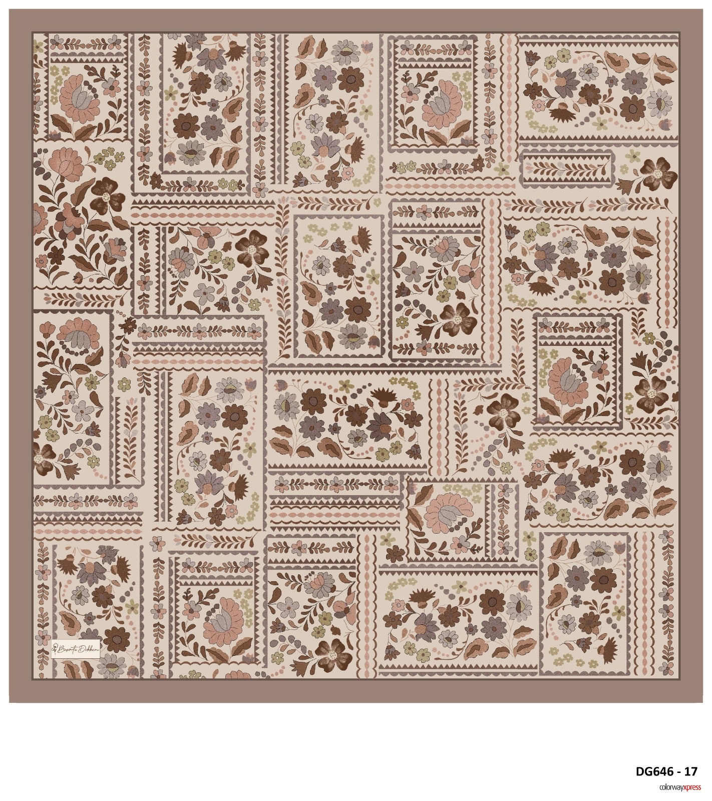 Spring Mosaic Square Scarf - Taupe