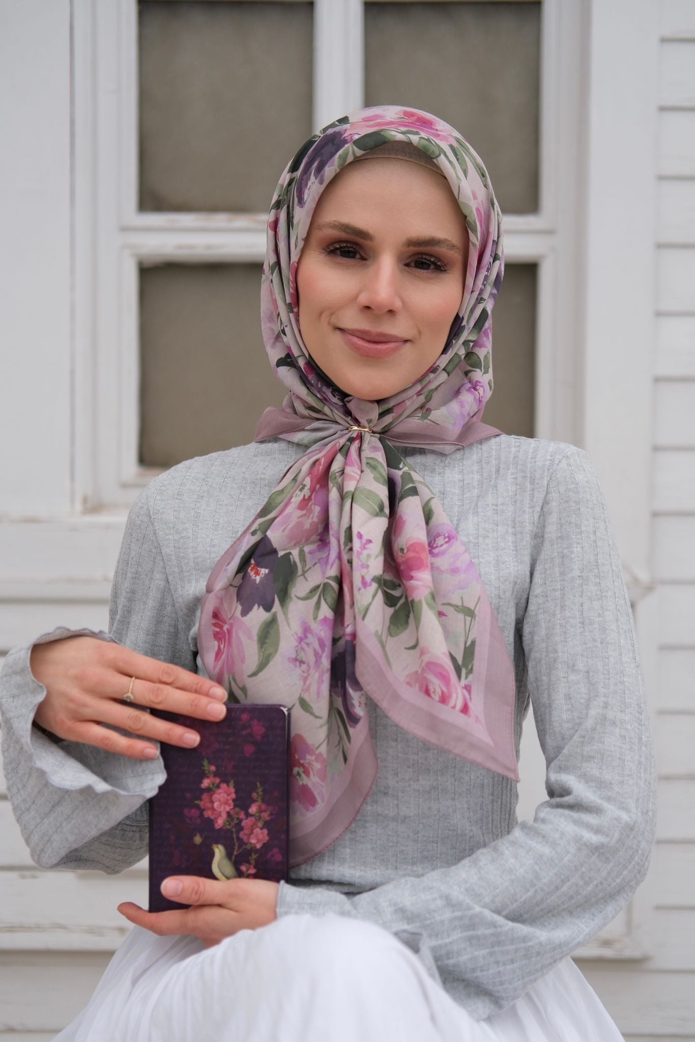 Florya Square Scarf - Powder