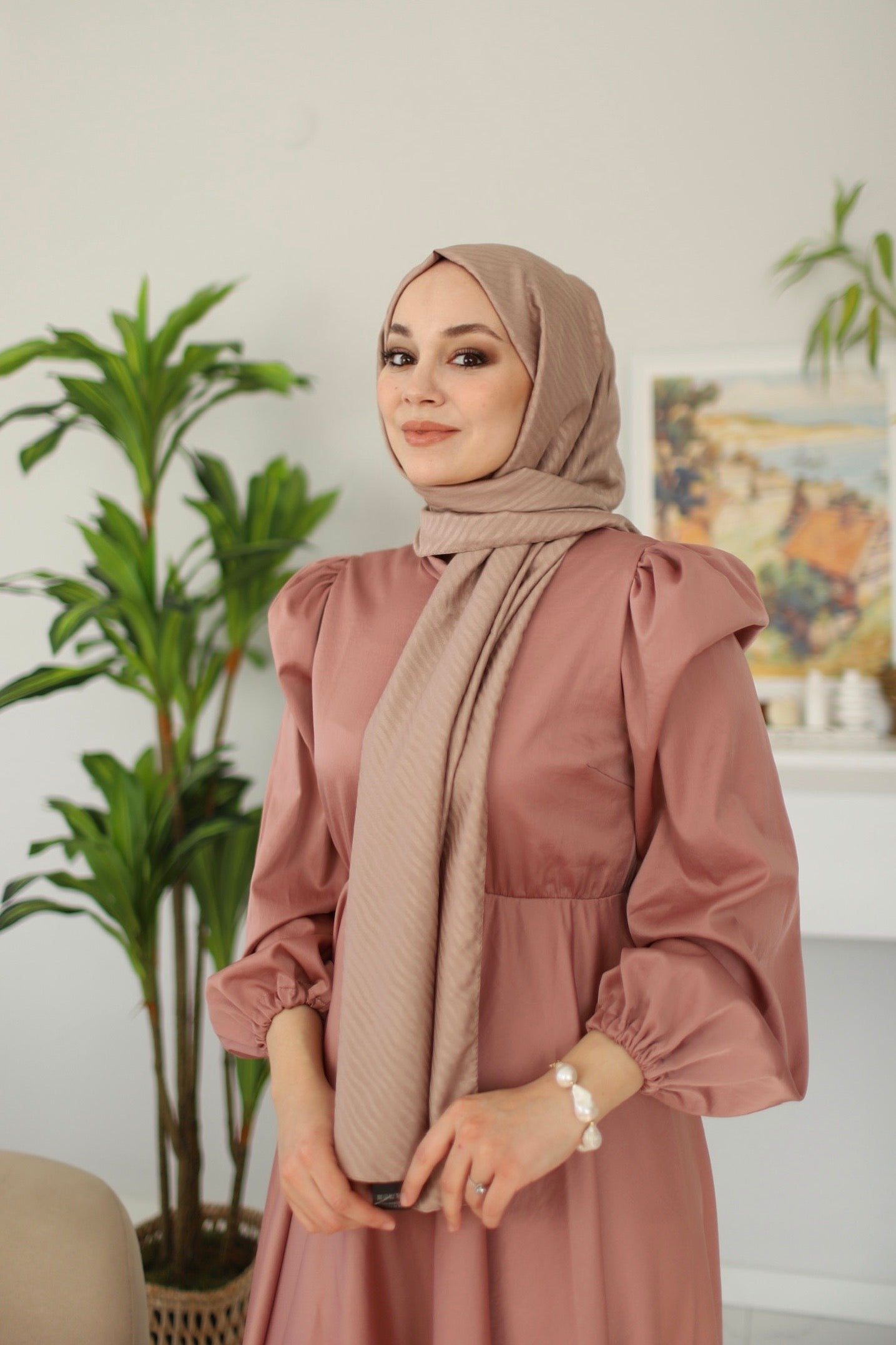 Jacquard Hijab - Taupe