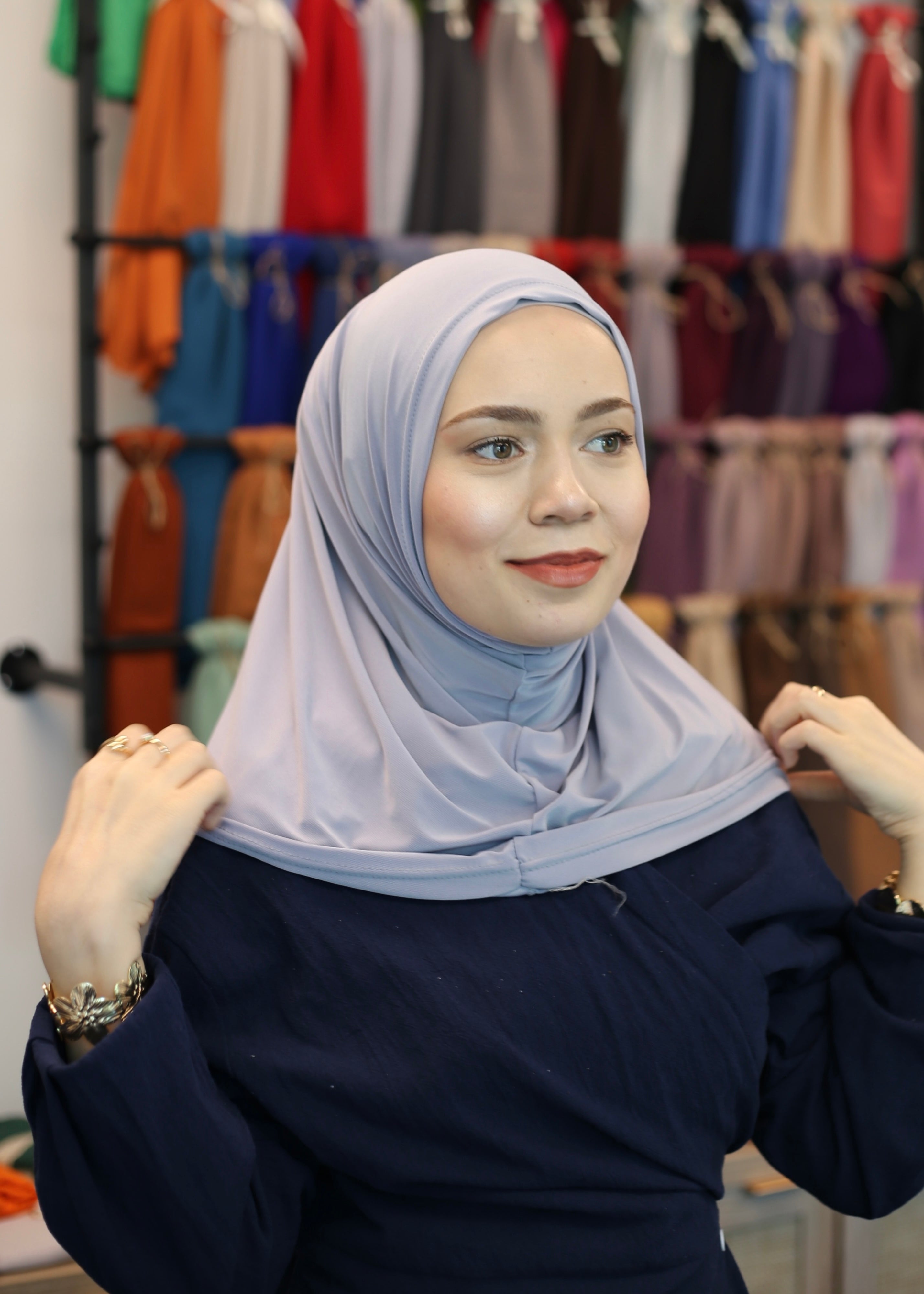 New Athletic Hijab -Lilac Gray (No Snap Closure)