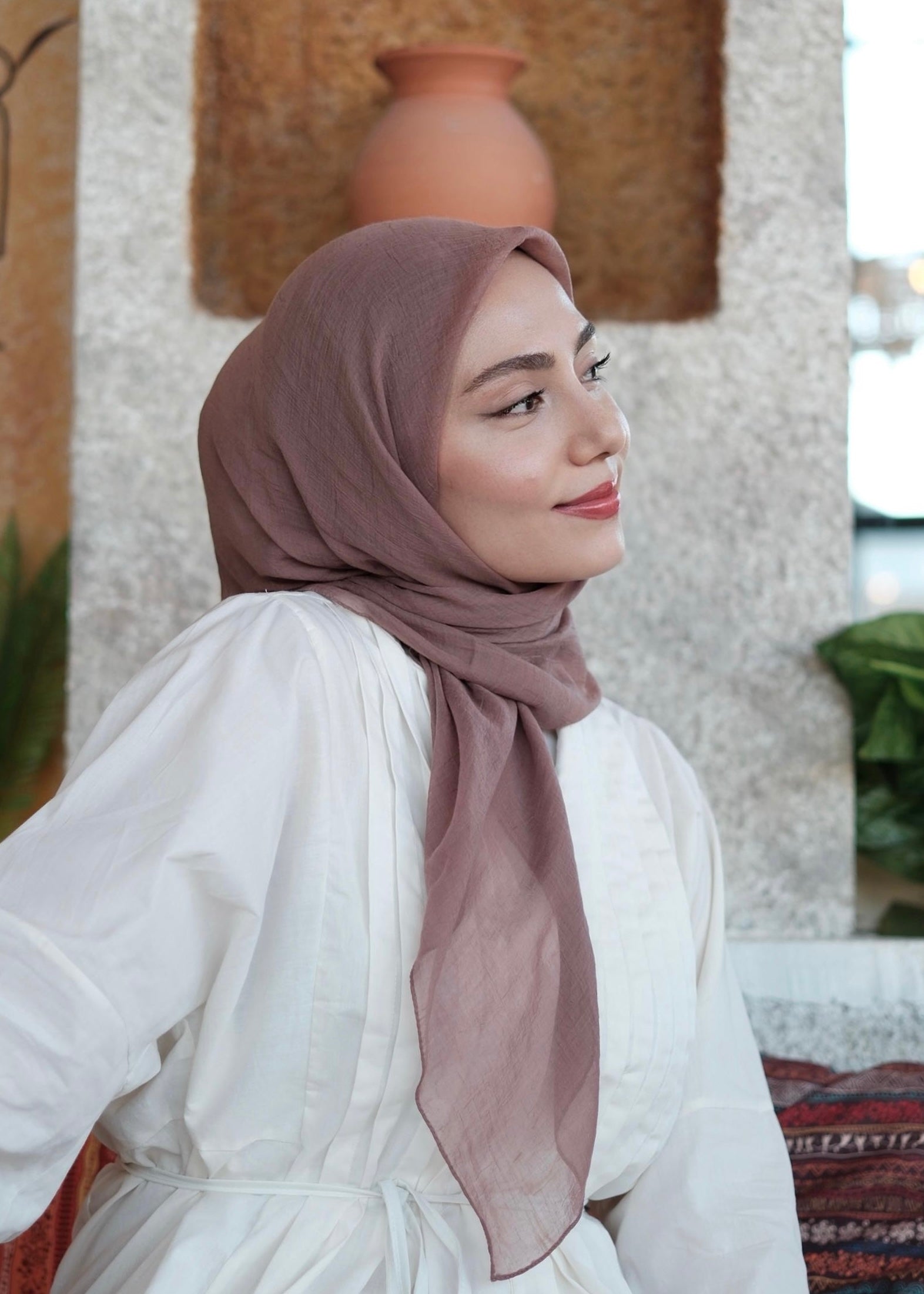 Relax Square Scarf - Lilac Brown